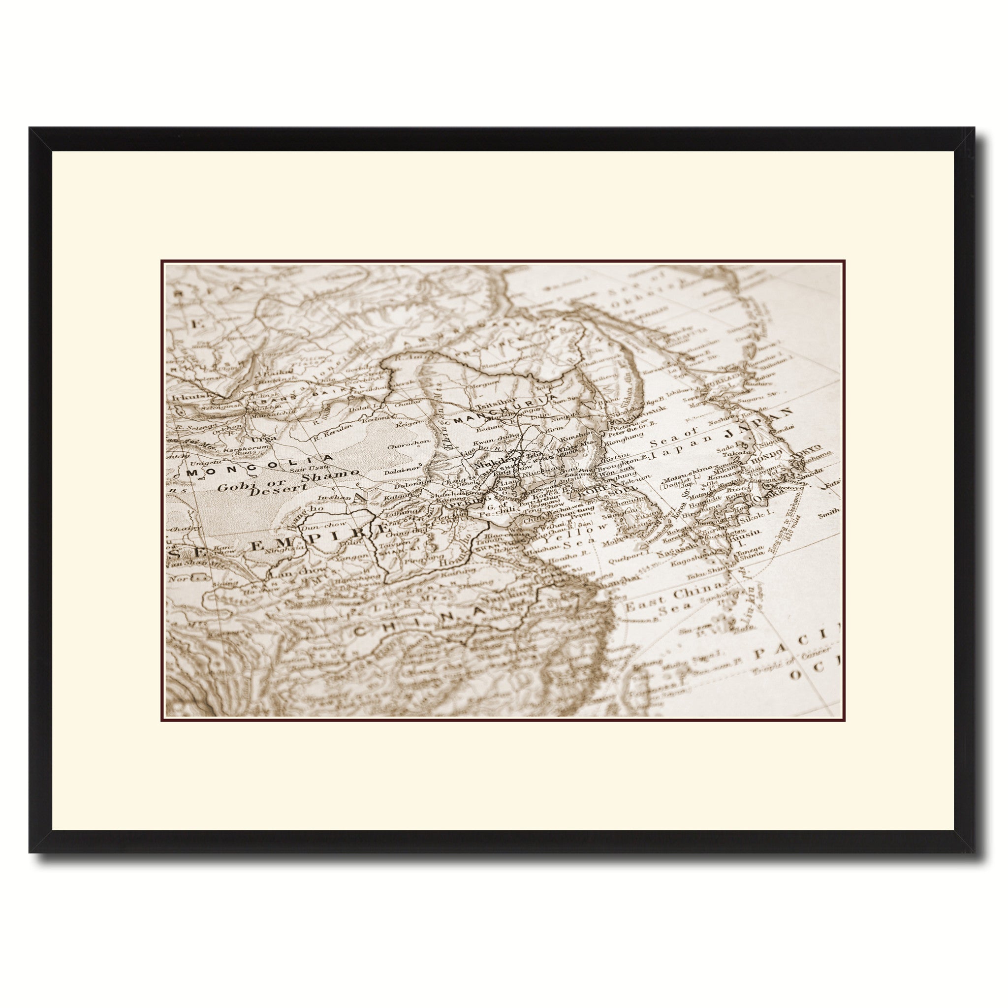 Europe Asia Vintage Sepia Map Canvas Print, Picture Frame Gifts Home Decor Wall Art Decoration