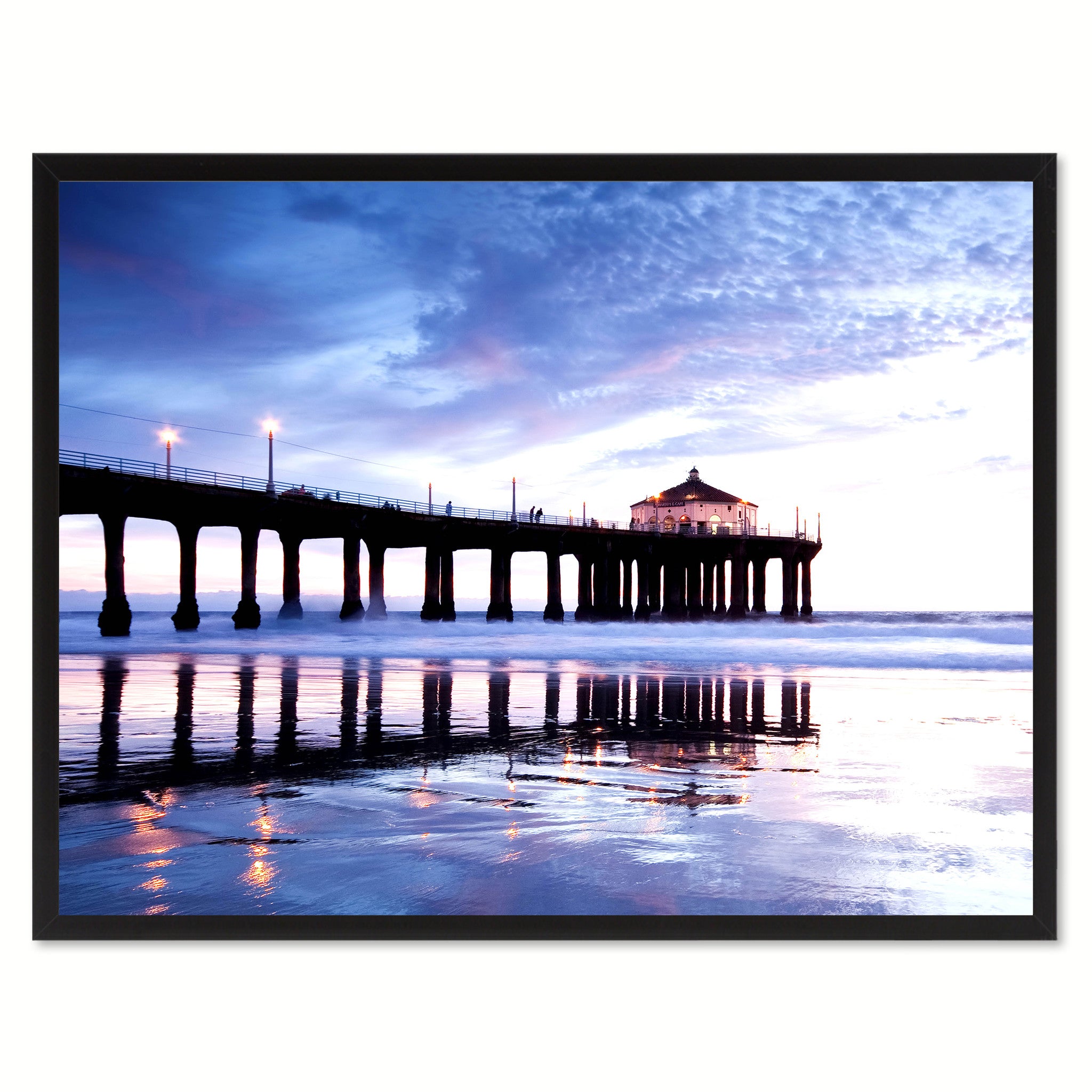 Manhattan Beach California Blue Landscape Photo Canvas Print Pictures Frames Home Décor Wall Art Gifts