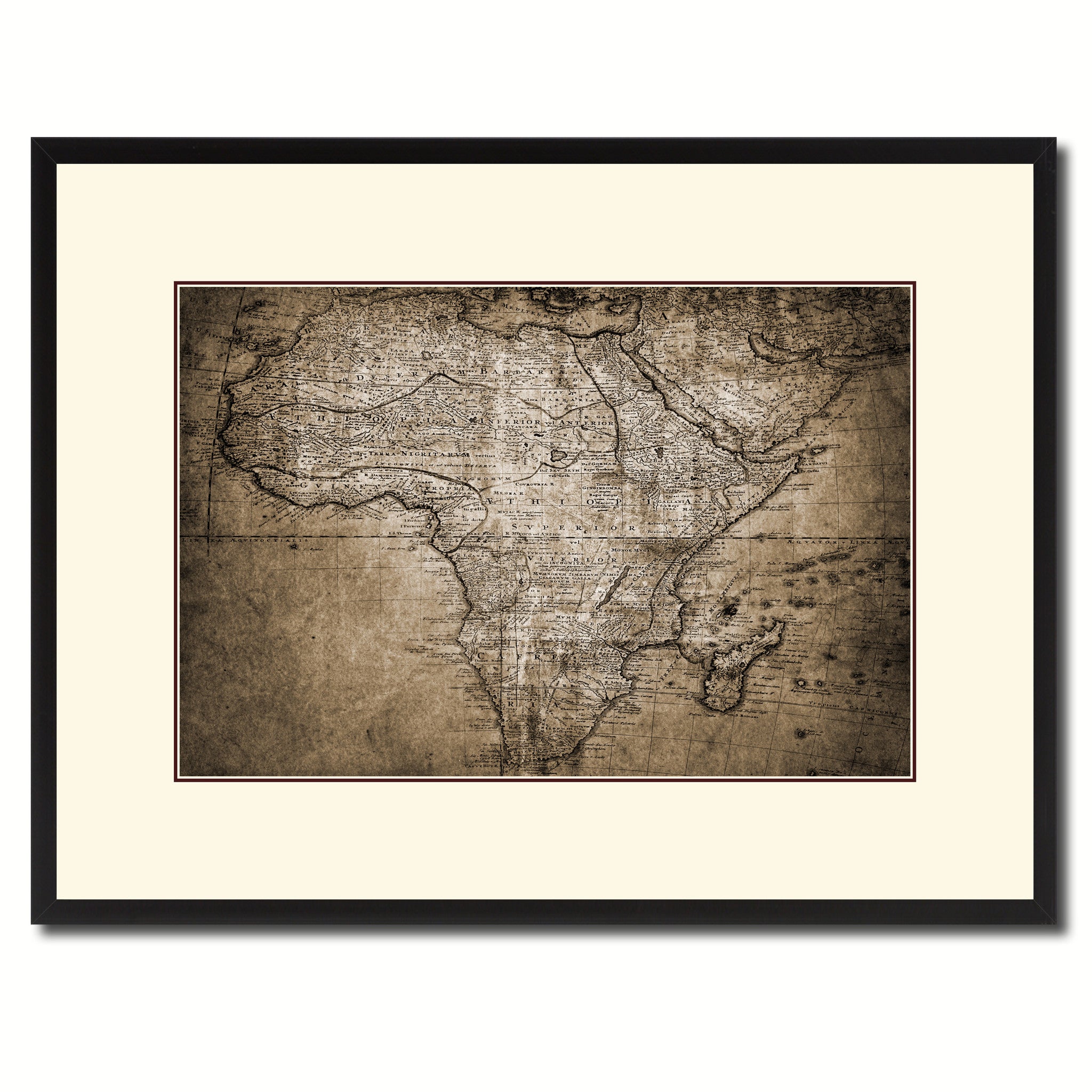 Africa Mapmaker Vintage Sepia Map Canvas Print, Picture Frame Gifts Home Decor Wall Art Decoration