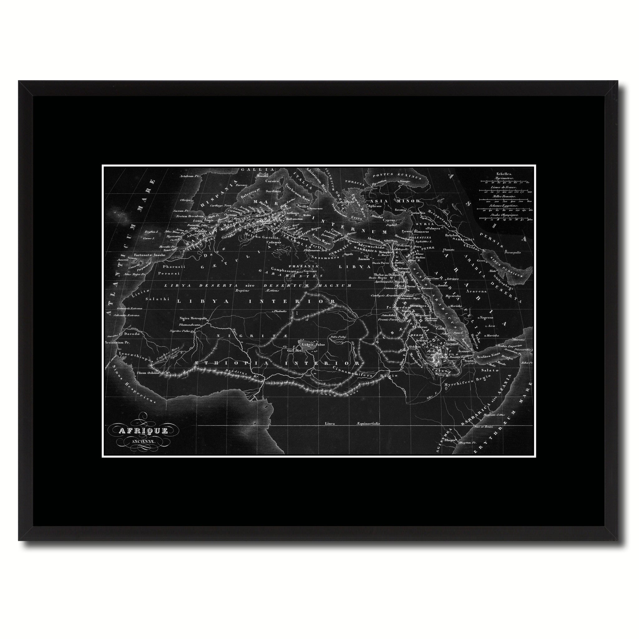Ancient Africa Vintage Monochrome Map Canvas Print, Gifts Picture Frames Home Decor Wall Art