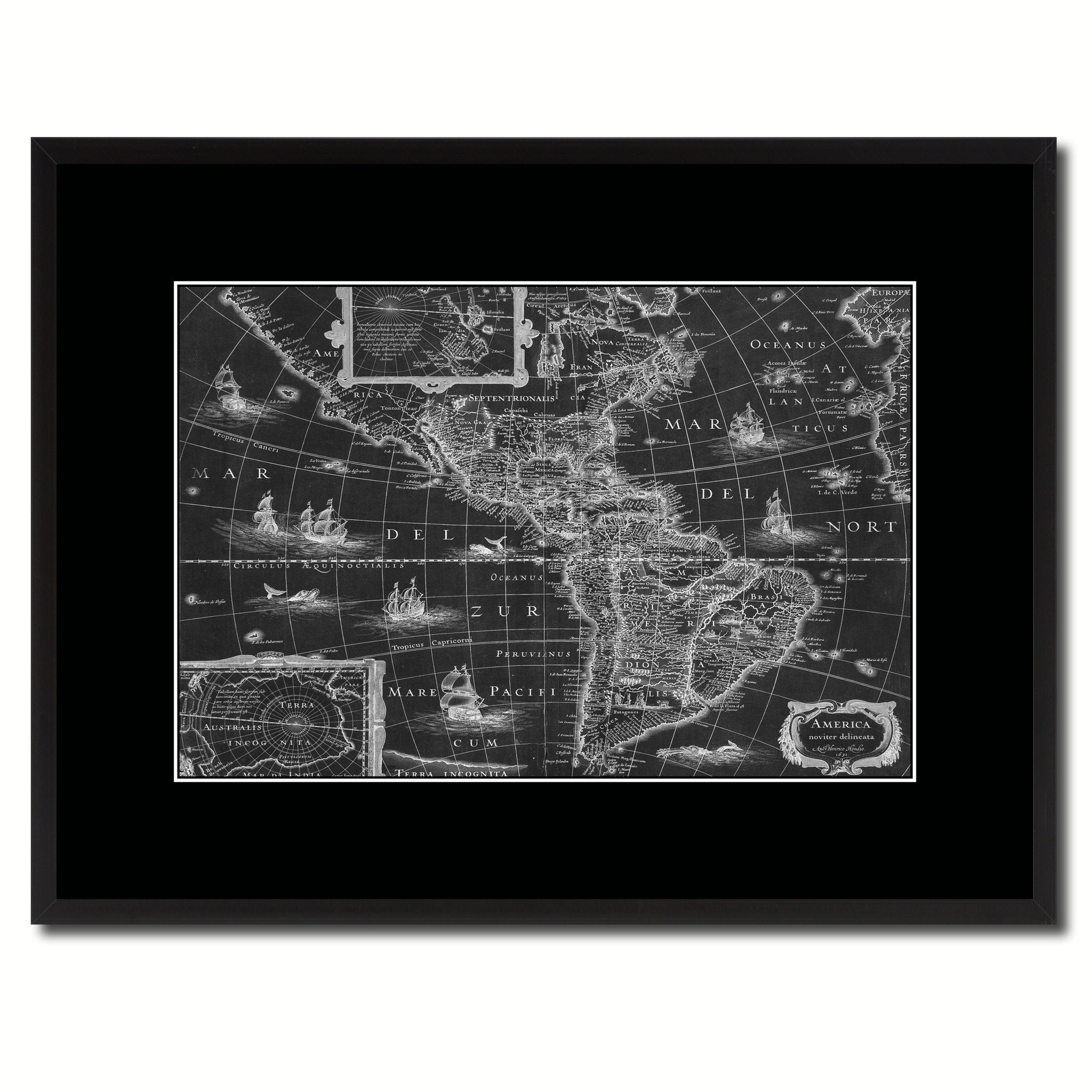 America Vintage Monochrome Map Canvas Print, Gifts Picture Frames Home Decor Wall Art