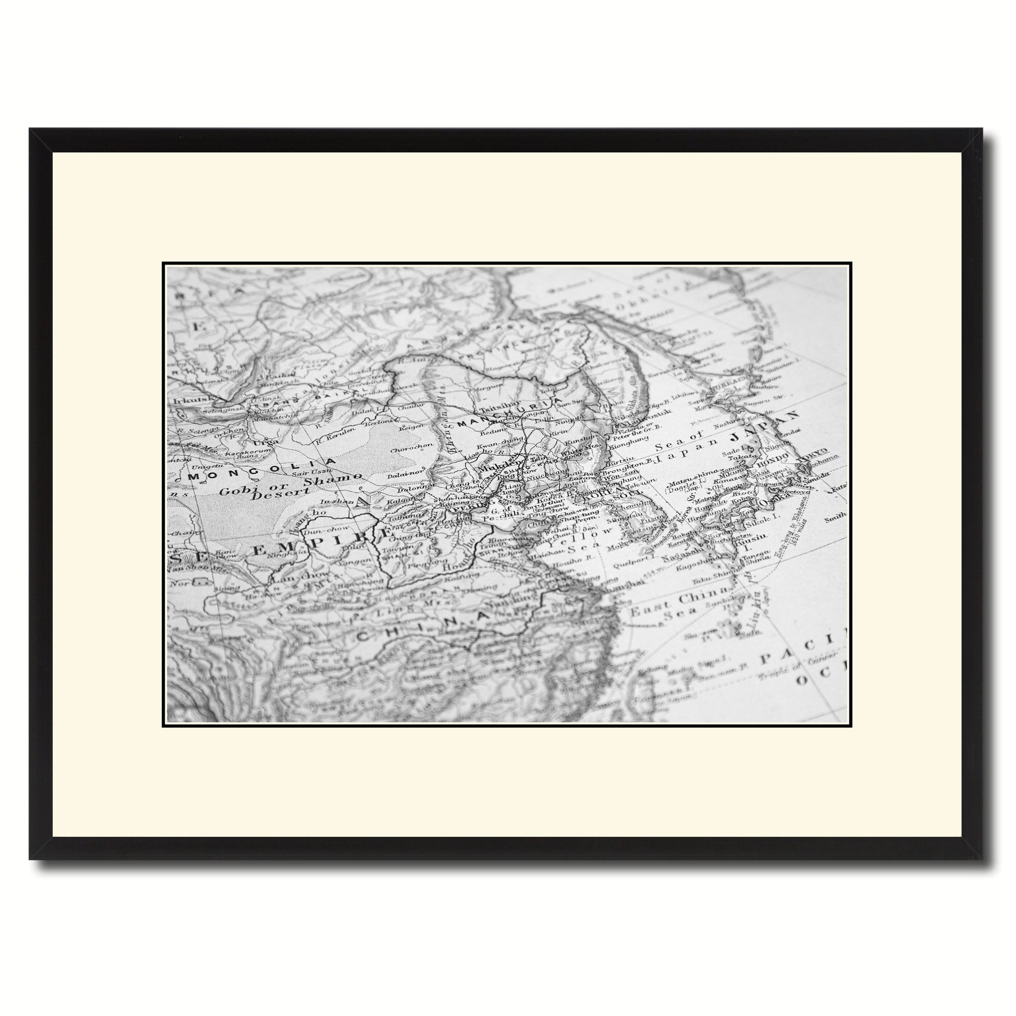 Europe Asia Vintage B&W Map Canvas Print, Picture Frame Home Decor Wall Art Gift Ideas