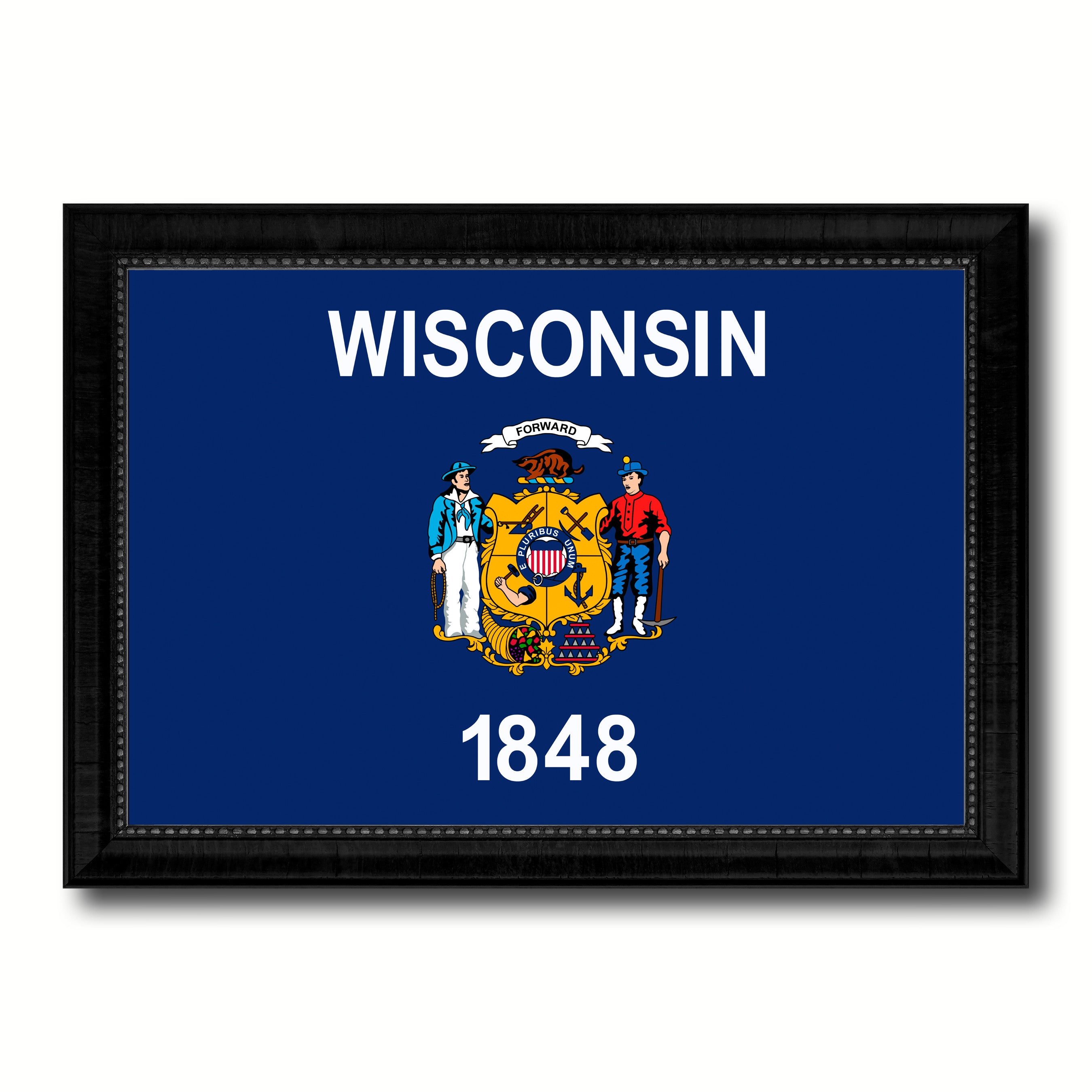 Wisconsin State Flag Canvas Print with Custom Black Picture Frame Home Decor Wall Art Decoration Gifts