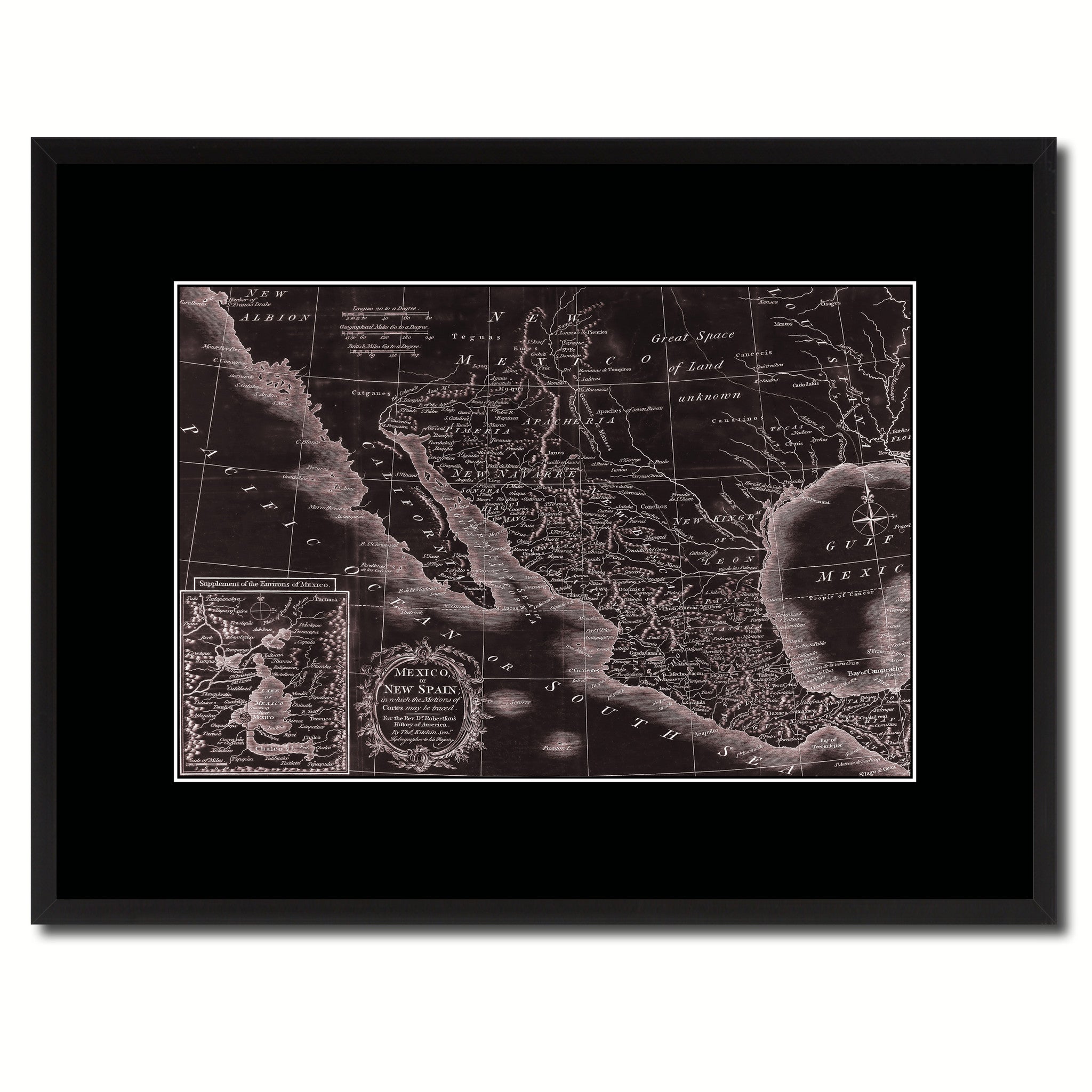 Mexico Vintage Vivid Sepia Map Canvas Print, Picture Frames Home Decor Wall Art Decoration Gifts