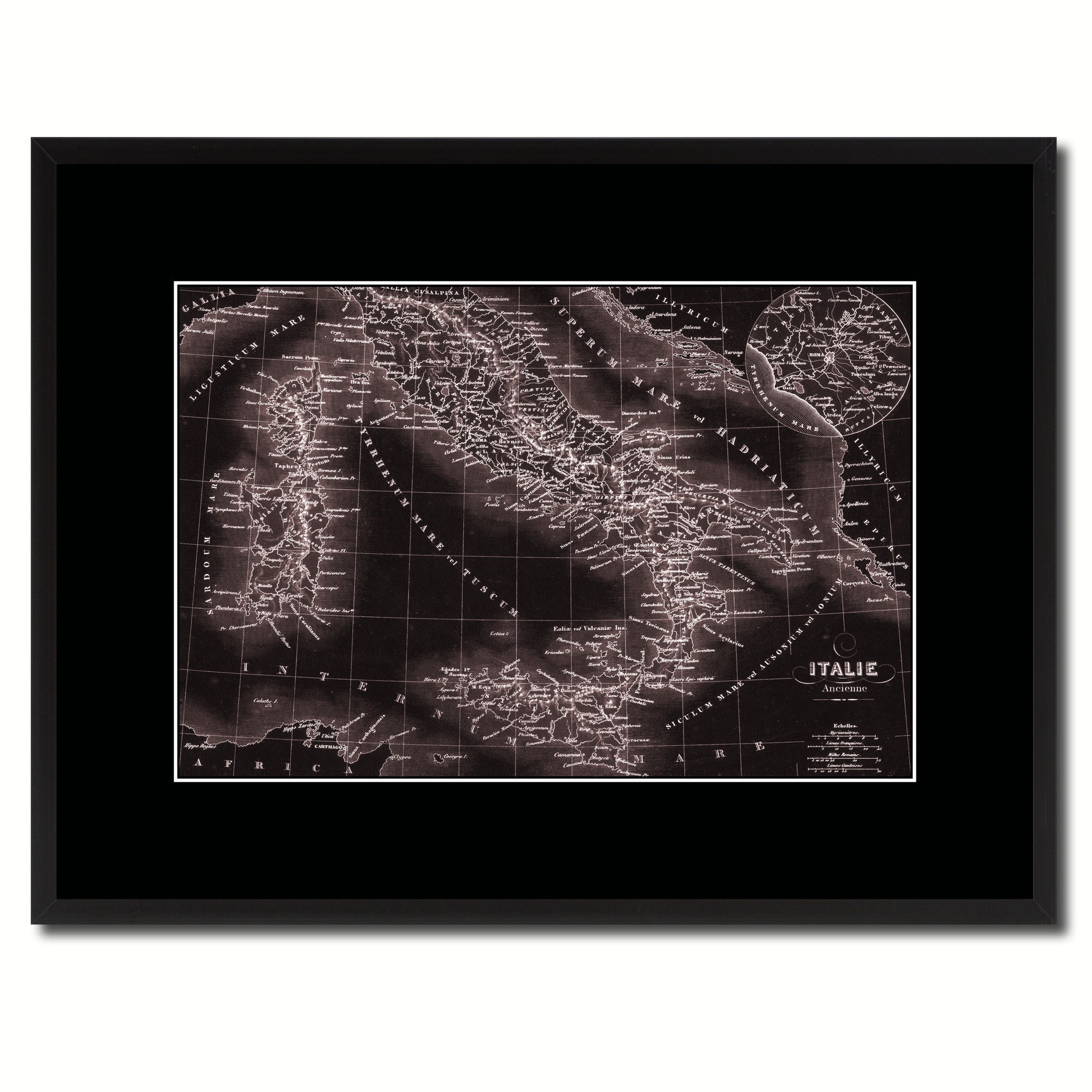 Italy Rome Vintage Vivid Sepia Map Canvas Print, Picture Frames Home Decor Wall Art Decoration Gifts