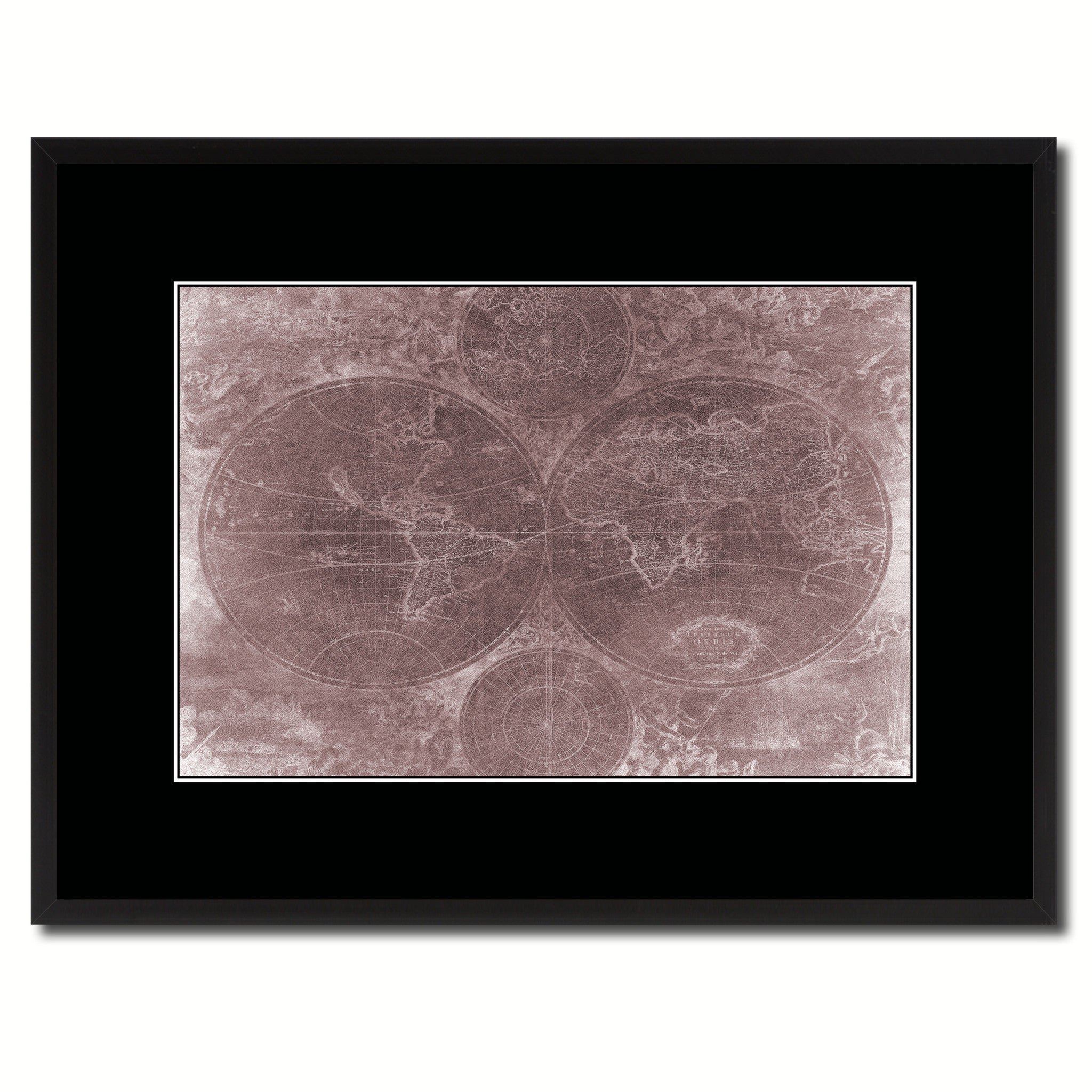 The World Circa Vintage Vivid Sepia Map Canvas Print, Picture Frames Home Decor Wall Art Decoration Gifts