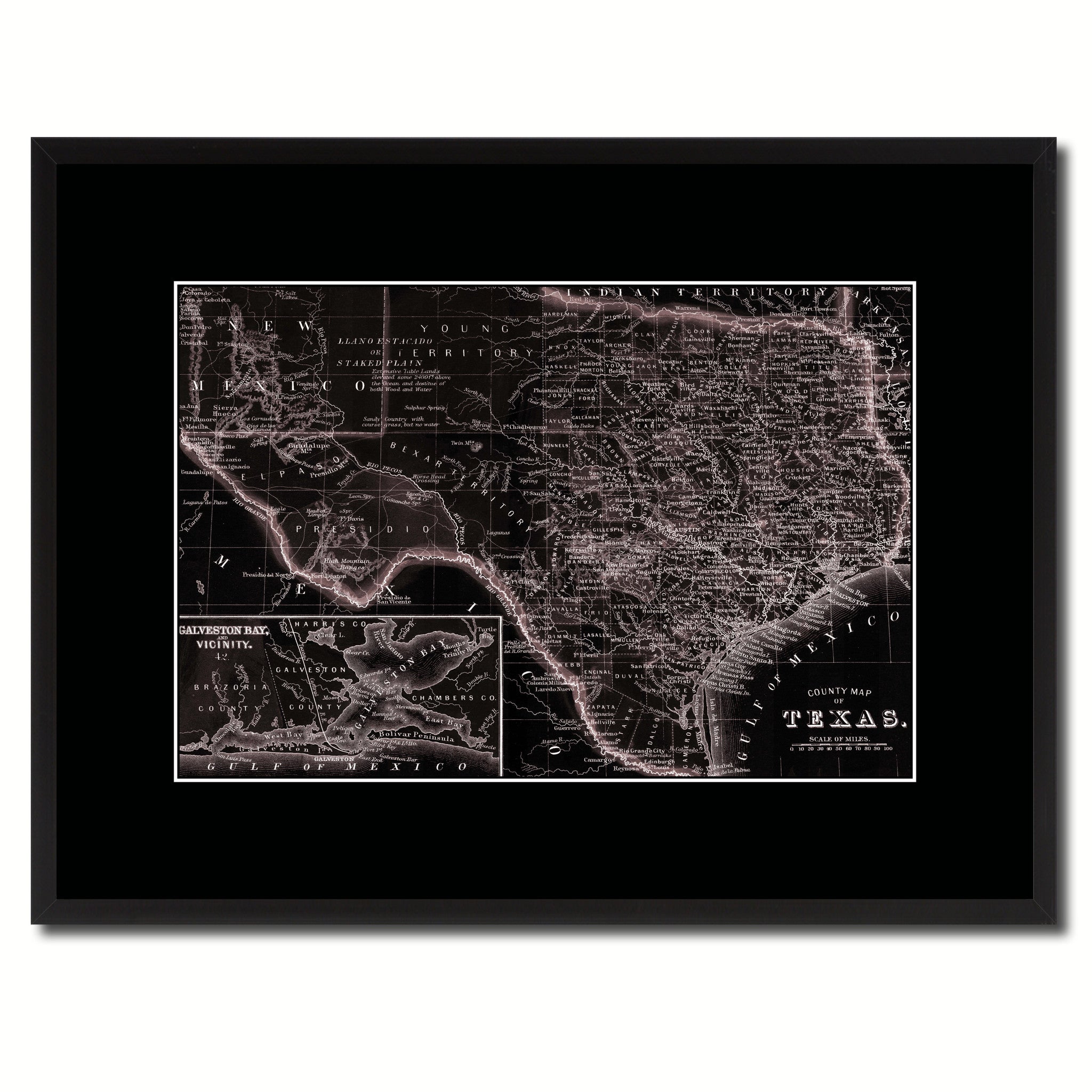 Texas Vintage Vivid Sepia Map Canvas Print, Picture Frames Home Decor Wall Art Decoration Gifts