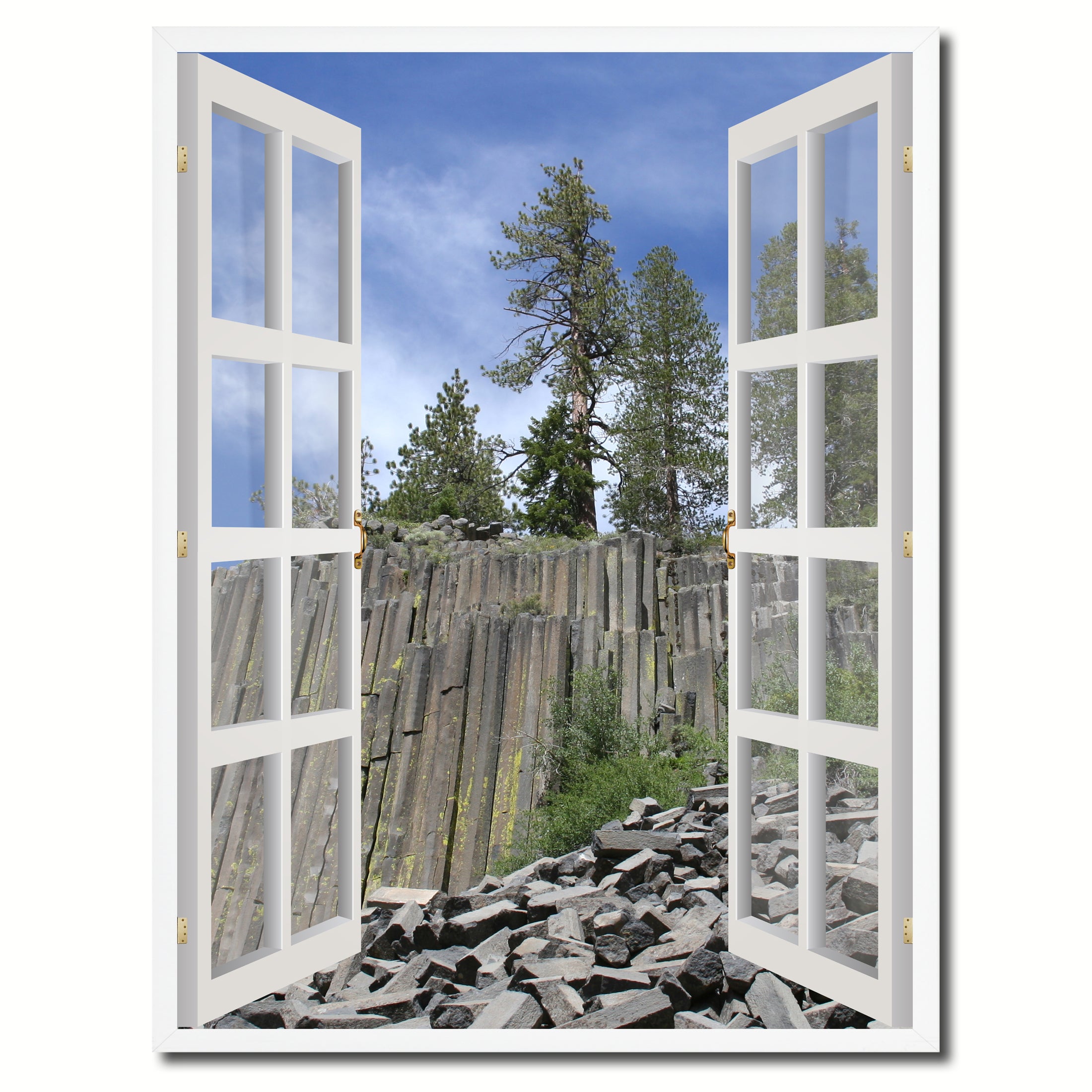 Devils Tower National Monument Picture French Window Canvas Print with Frame Gifts Home Decor Wall Art Collection