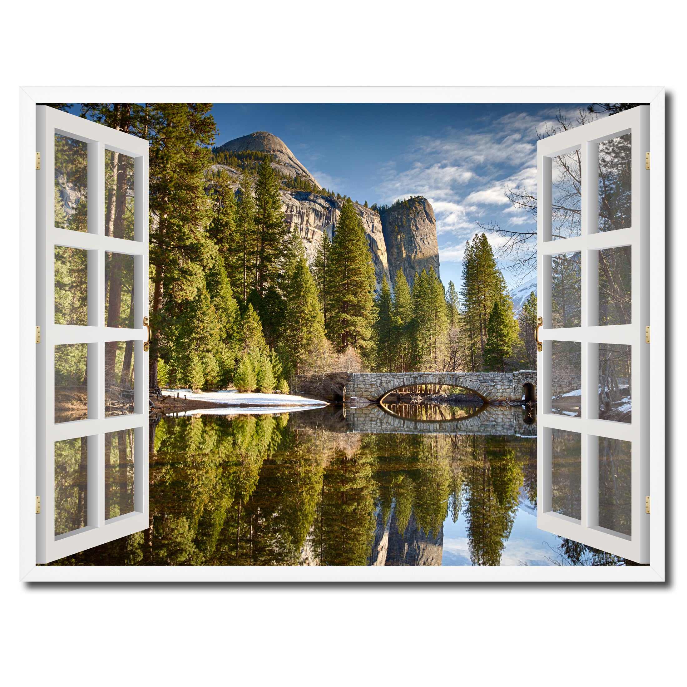 Bridal Veil Falls Yosemite National Park California Picture French Window Framed Canvas Print Home Decor Wall Art Collection