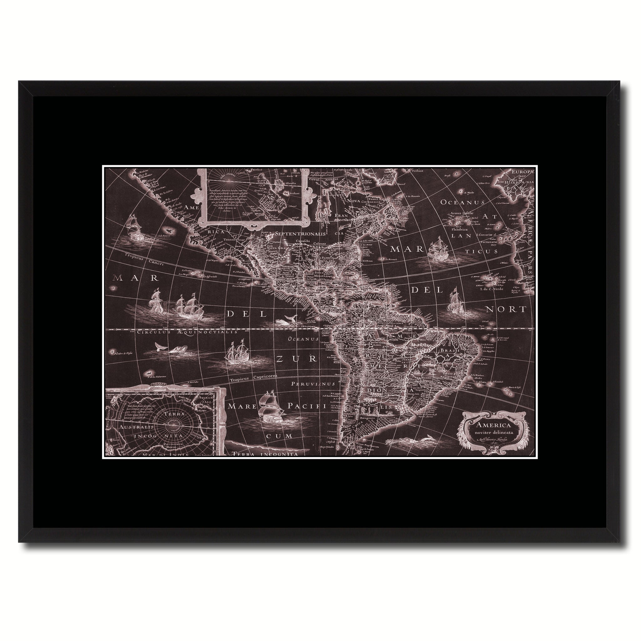 America Vintage Vivid Sepia Map Canvas Print, Picture Frames Home Decor Wall Art Decoration Gifts