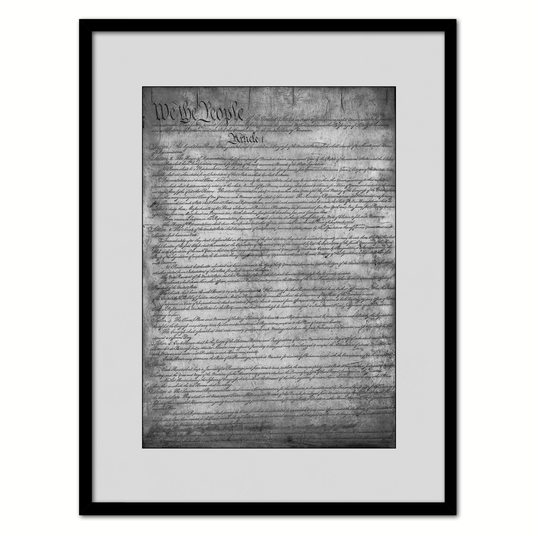 Constitution We The People Canvas Print Home Decor Wall Art, Black Framed