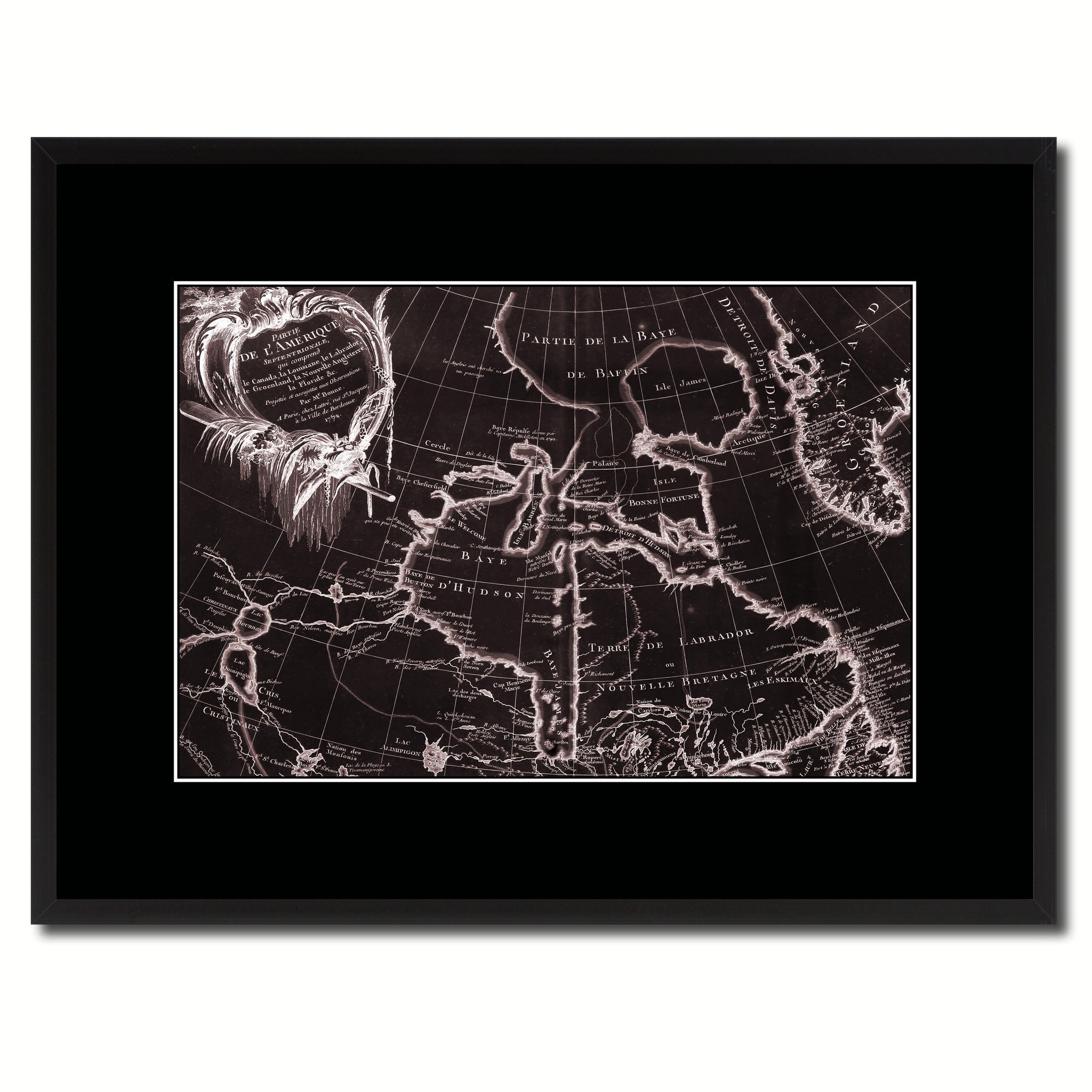 North East Canada & Greenland Vintage Vivid Sepia Map Canvas Print, Picture Frames Home Decor Wall Art Decoration Gifts