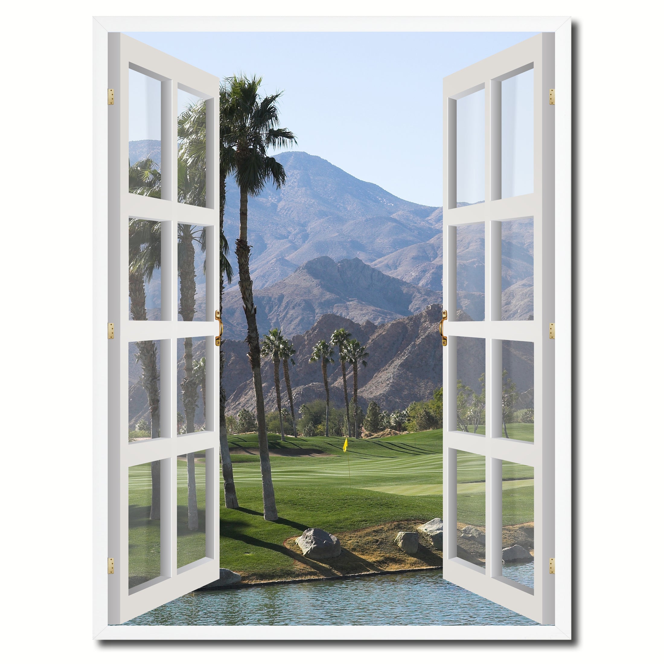 Palm Springs California West Golf Course Picture French Window Canvas Print with Frame Gifts Home Decor Wall Art Collection