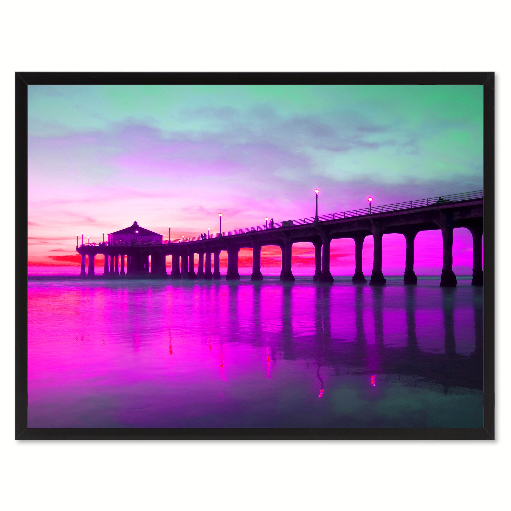 Manhattan Beach California Pink Landscape Photo Canvas Print Pictures Frames Home Décor Wall Art Gifts