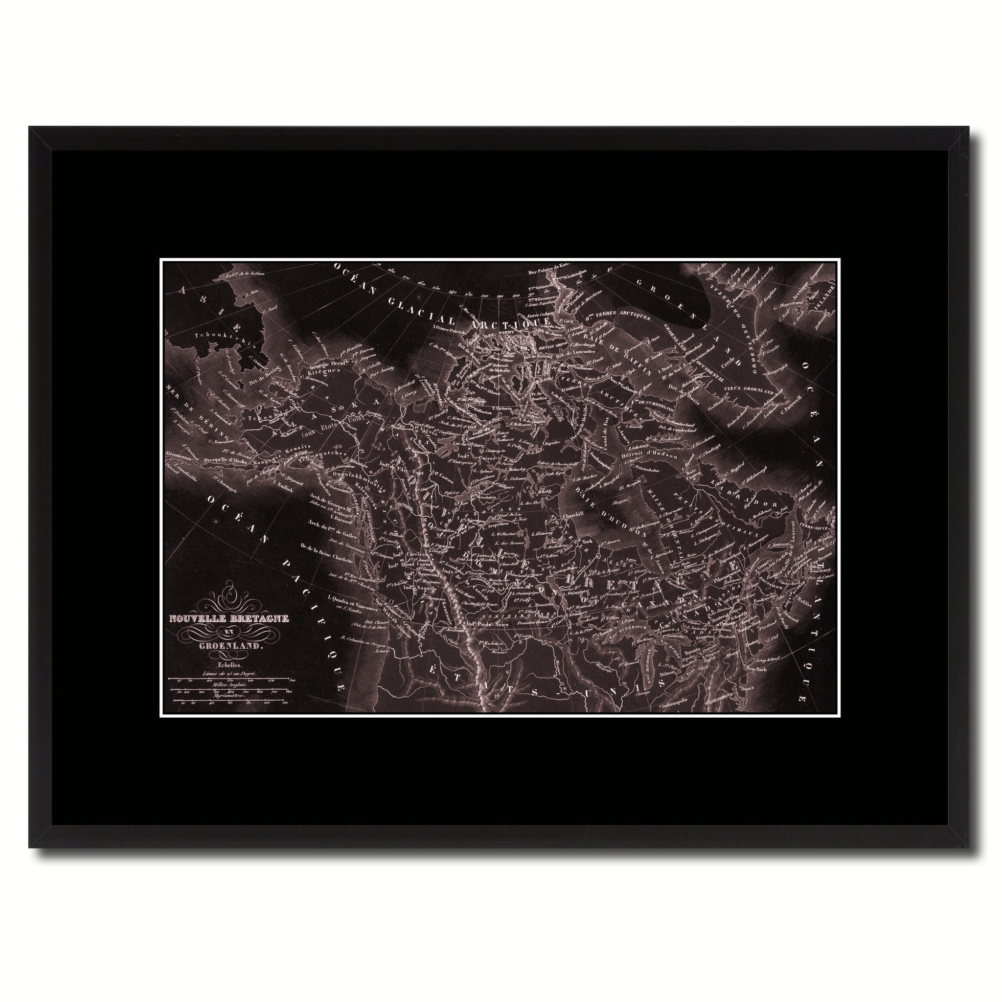 Canada Alaska Vintage Vivid Sepia Map Canvas Print, Picture Frames Home Decor Wall Art Decoration Gifts