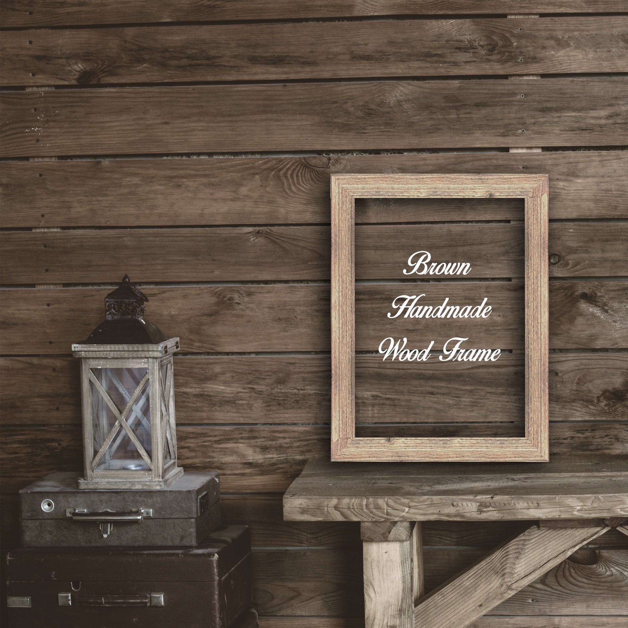 Brown Wood Photo Poster Art Canvas Picture Frame Decor Custom Frame Great for Farmhouse Vintage Rustic Shabby Chic Cottage beach decoration