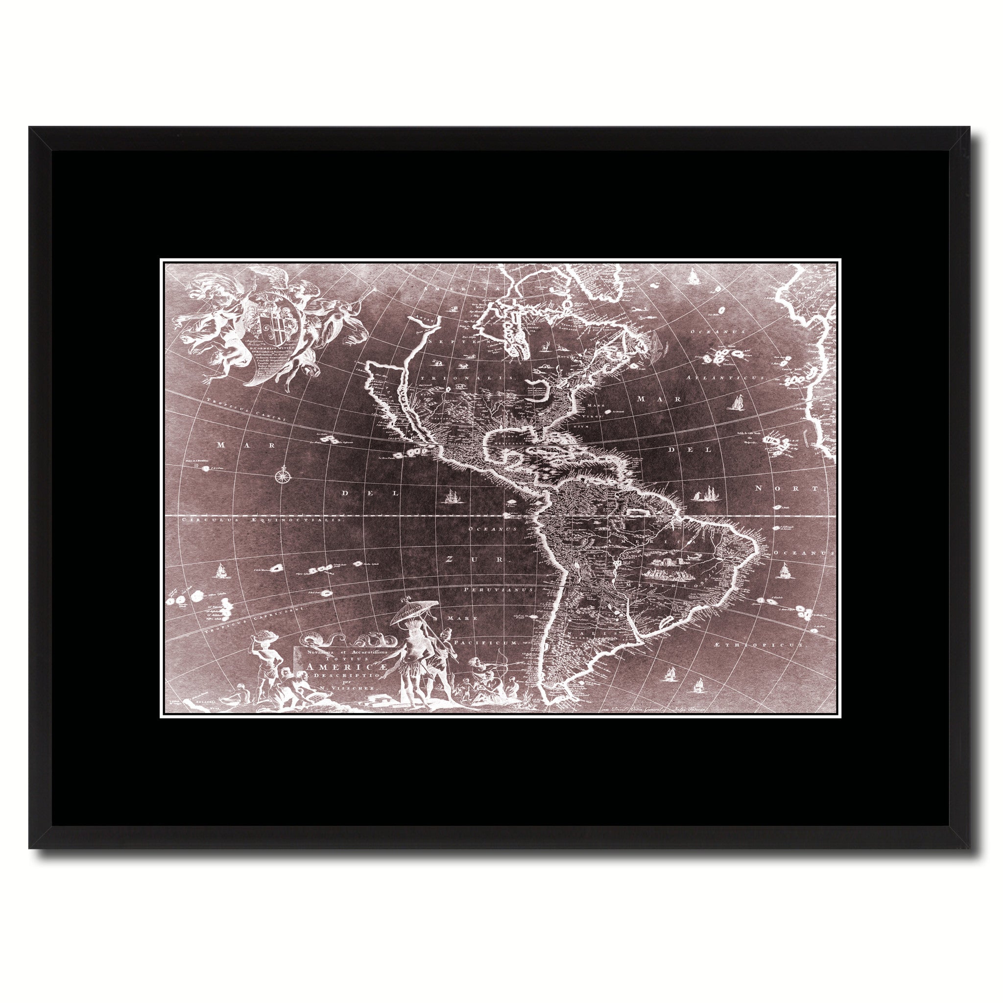 America Vintage Vivid Sepia Map Canvas Print, Picture Frames Home Decor Wall Art Decoration Gifts