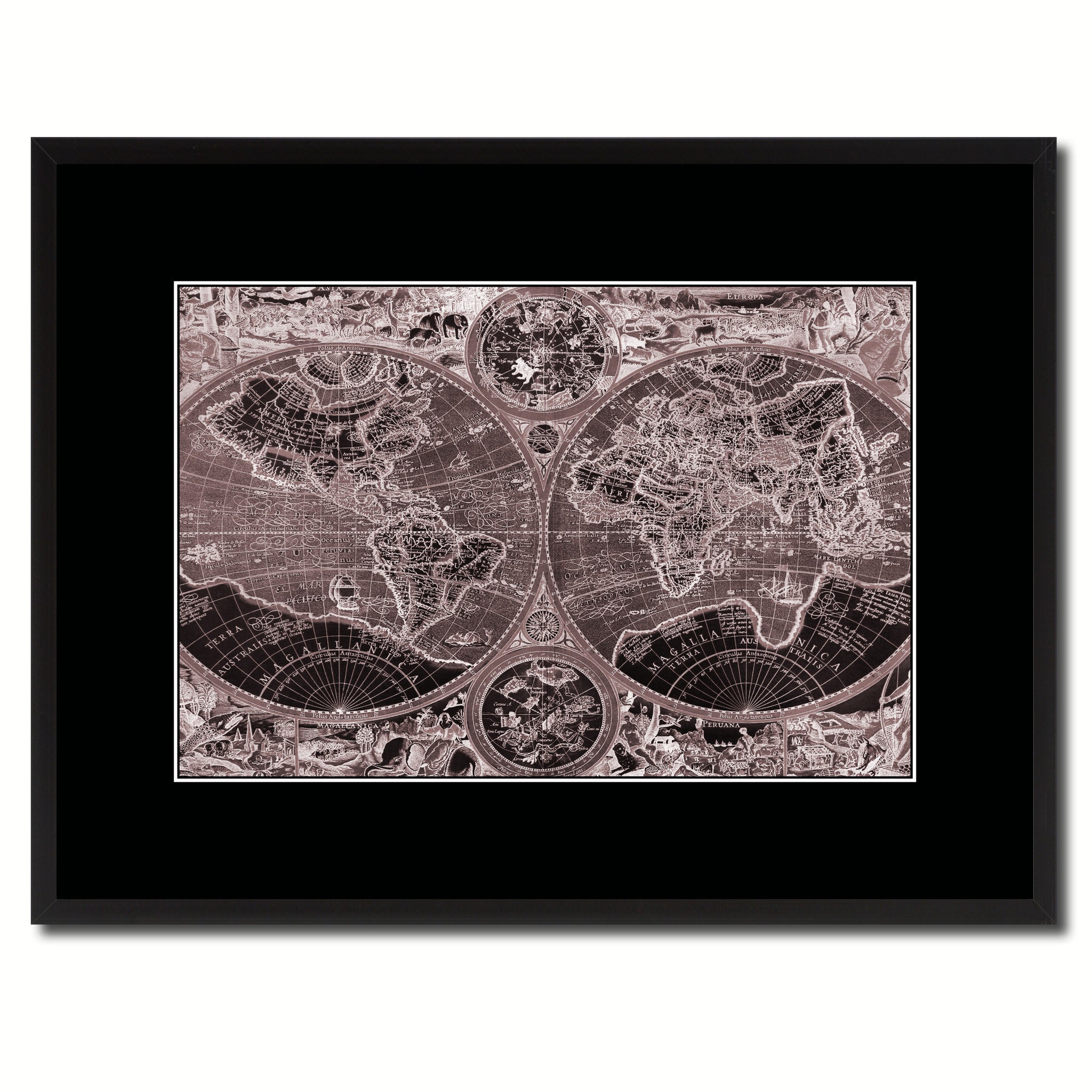 Macro Closeup Vintage Vivid Sepia Map Canvas Print, Picture Frames Home Decor Wall Art Decoration Gifts