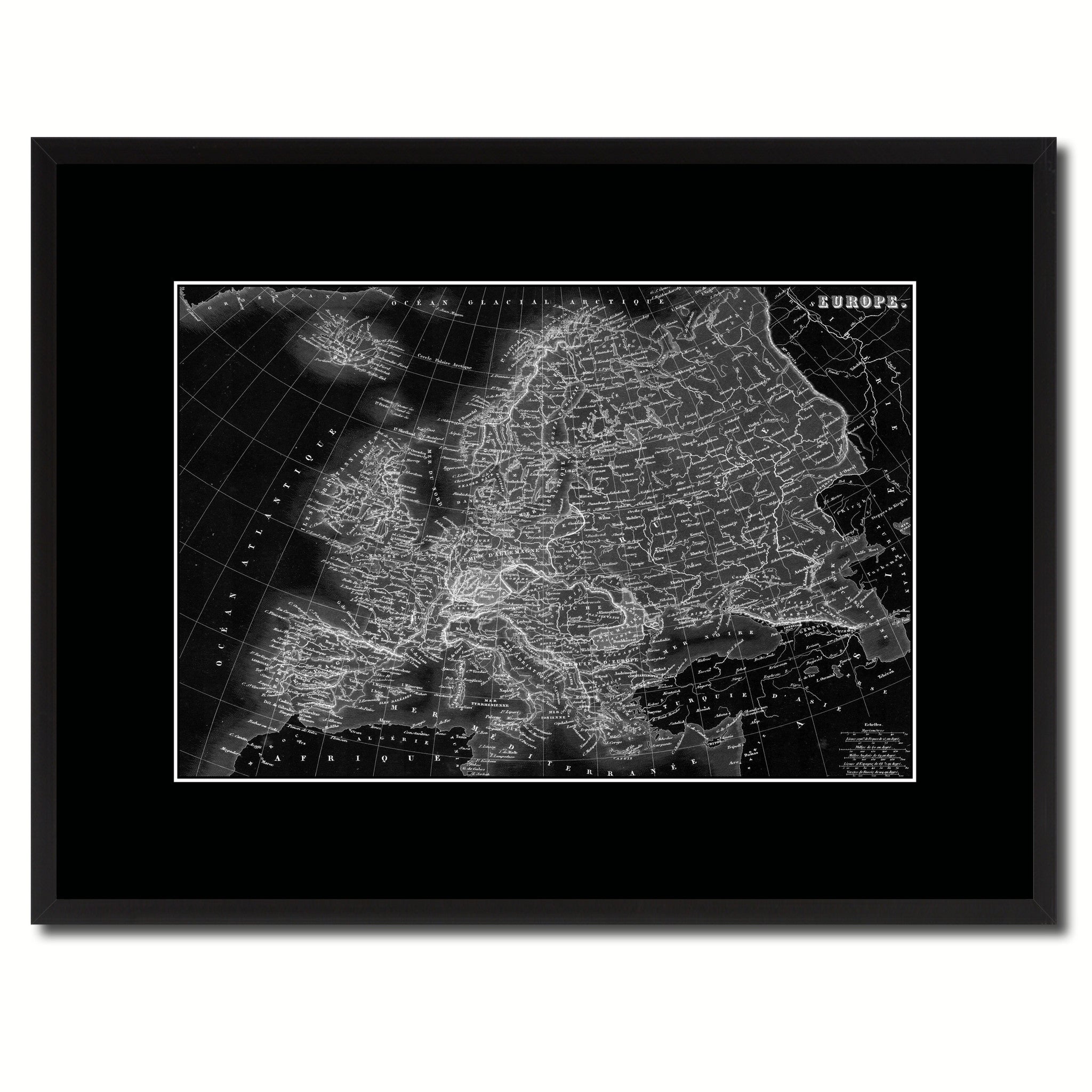 Europe Vintage Monochrome Map Canvas Print, Gifts Picture Frames Home Decor Wall Art