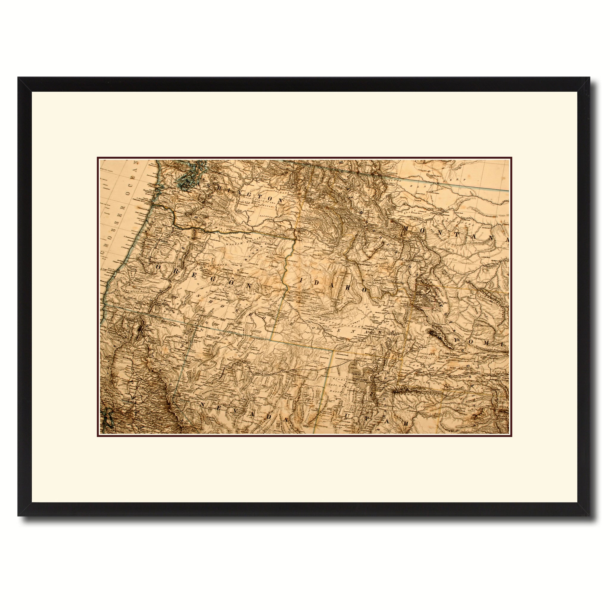 Us Pacific Northwest Vintage Antique Map Wall Art Home Decor Gift Ideas Canvas Print Custom Picture Frame