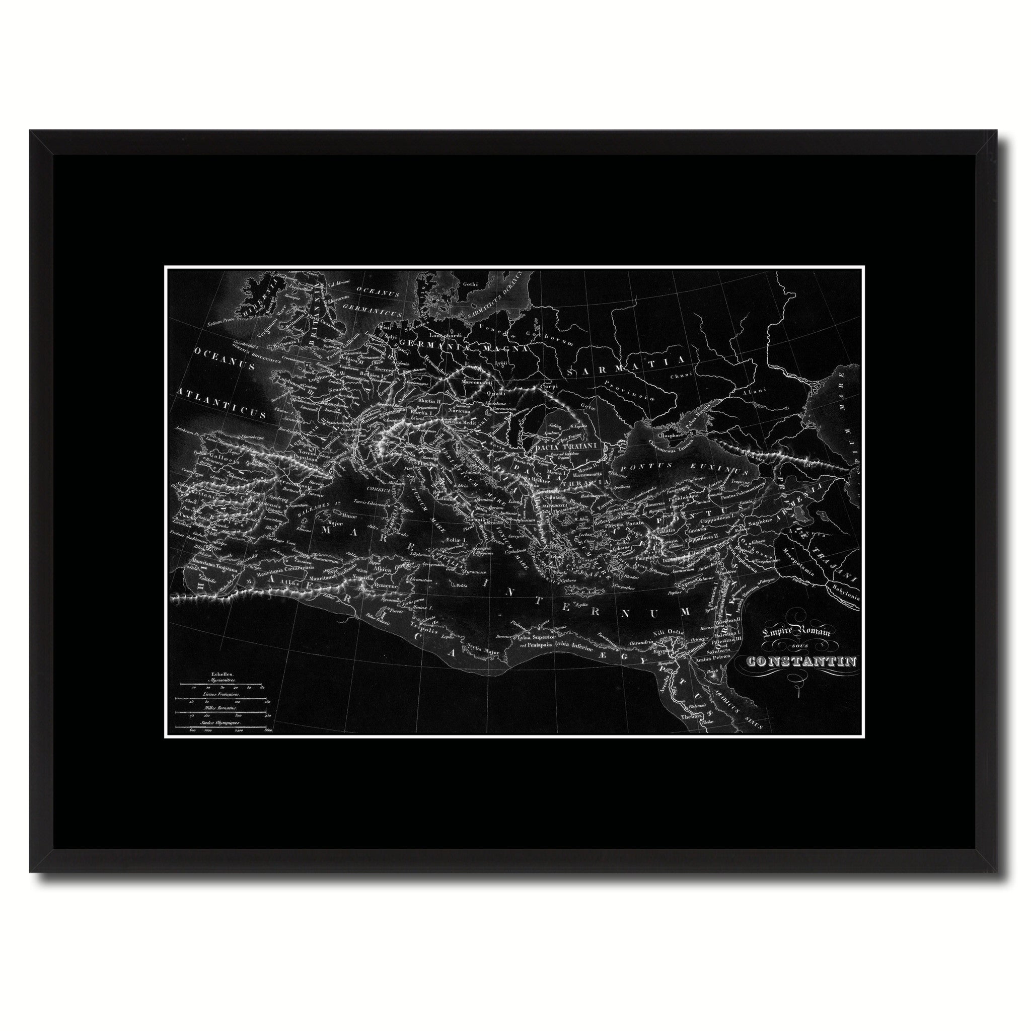 Constantine EmpireVintage Monochrome Map Canvas Print, Gifts Picture Frames Home Decor Wall Art