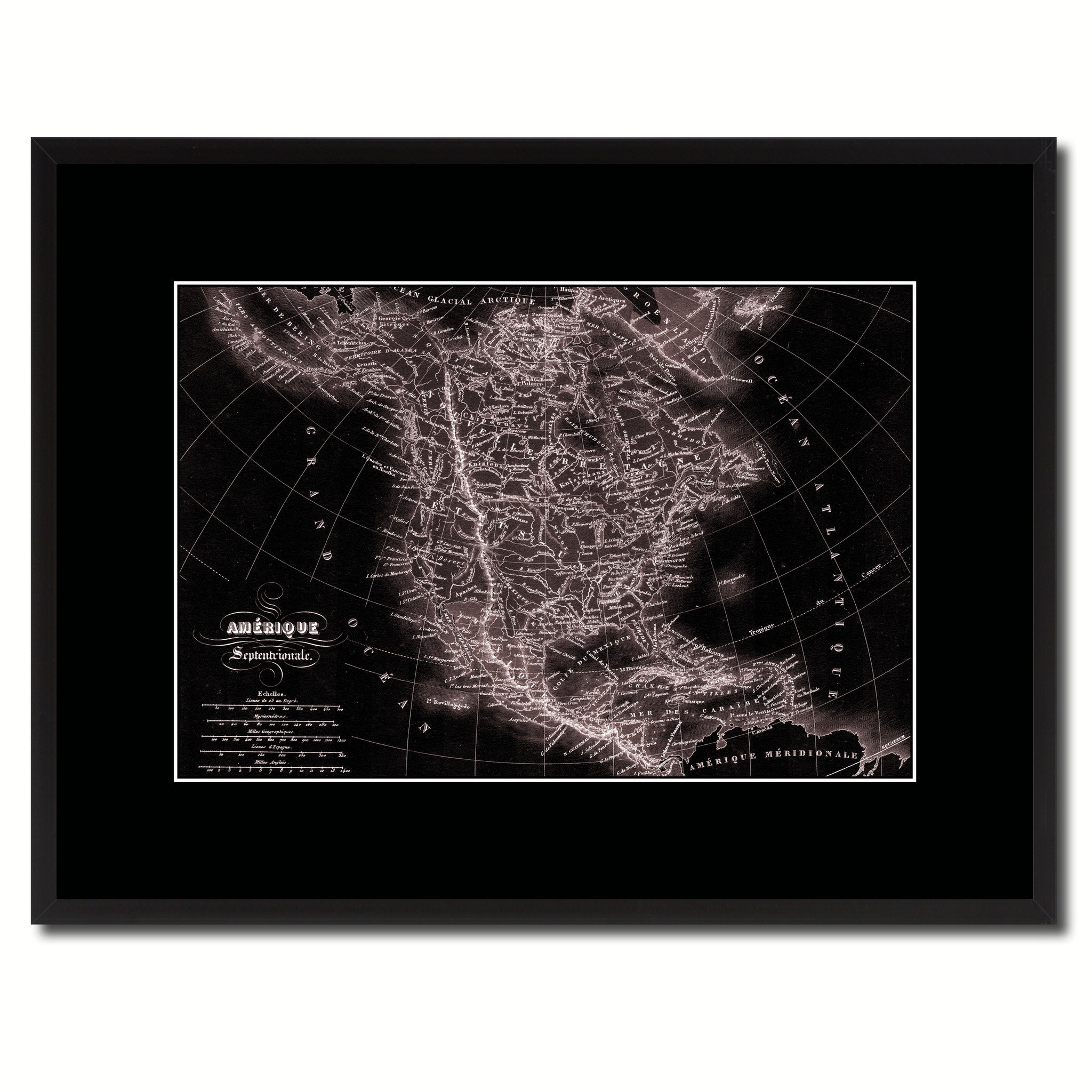 North America Canada Mexico Vintage Vivid Sepia Map Canvas Print, Picture Frames Home Decor Wall Art Decoration Gifts