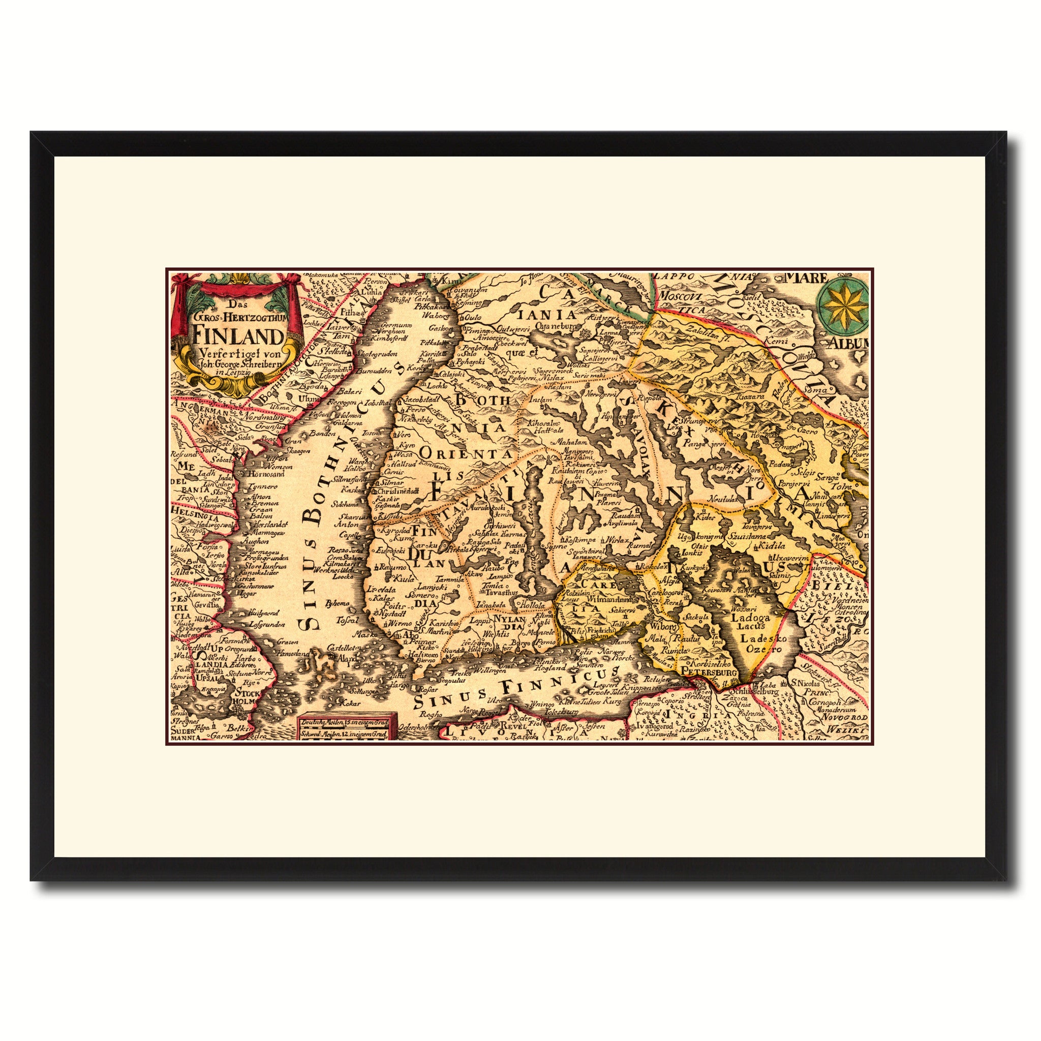 Finland Centuries Vintage Antique Map Wall Art Home Decor Gift Ideas Canvas Print Custom Picture Frame