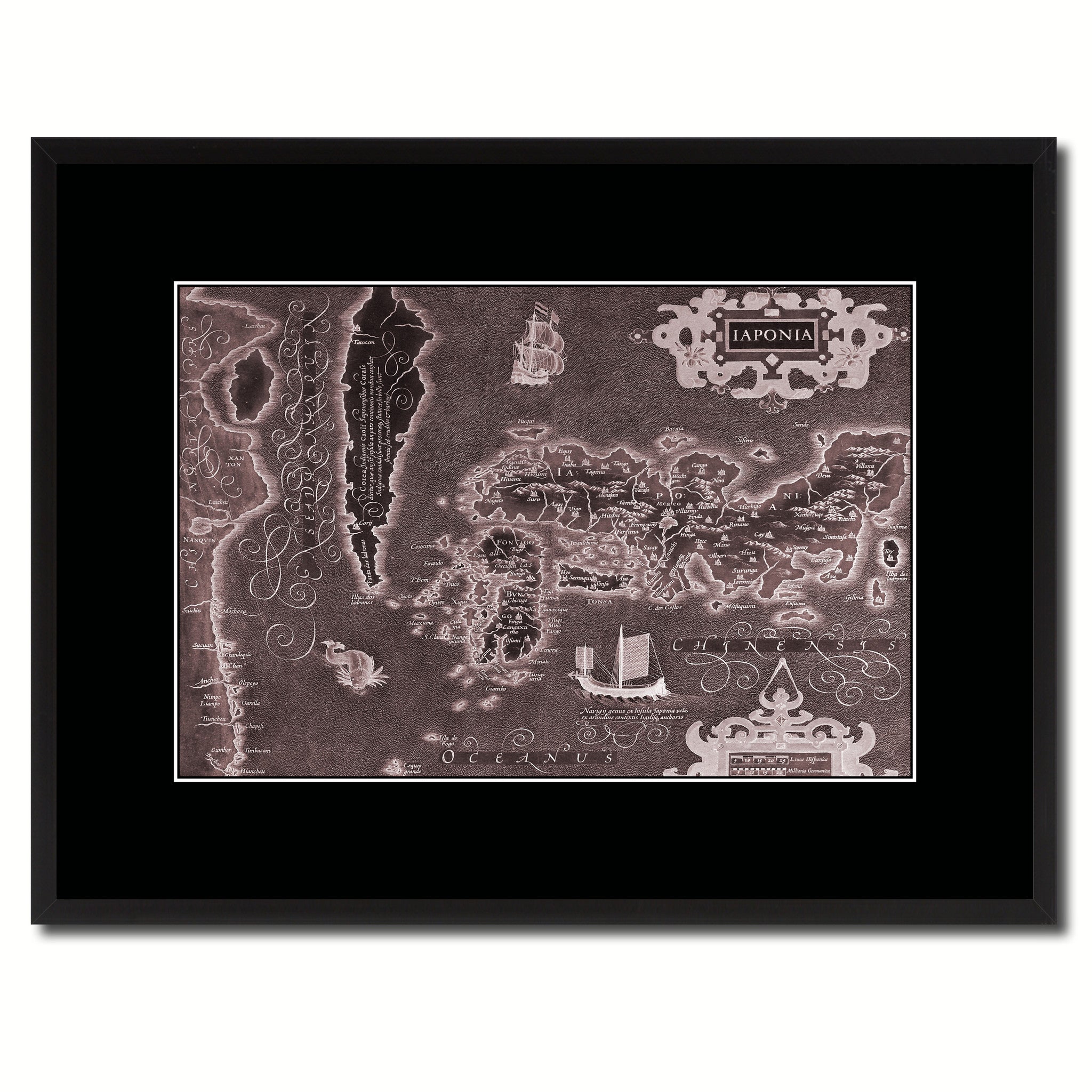 Japan Vintage Vivid Sepia Map Canvas Print, Picture Frames Home Decor Wall Art Decoration Gifts