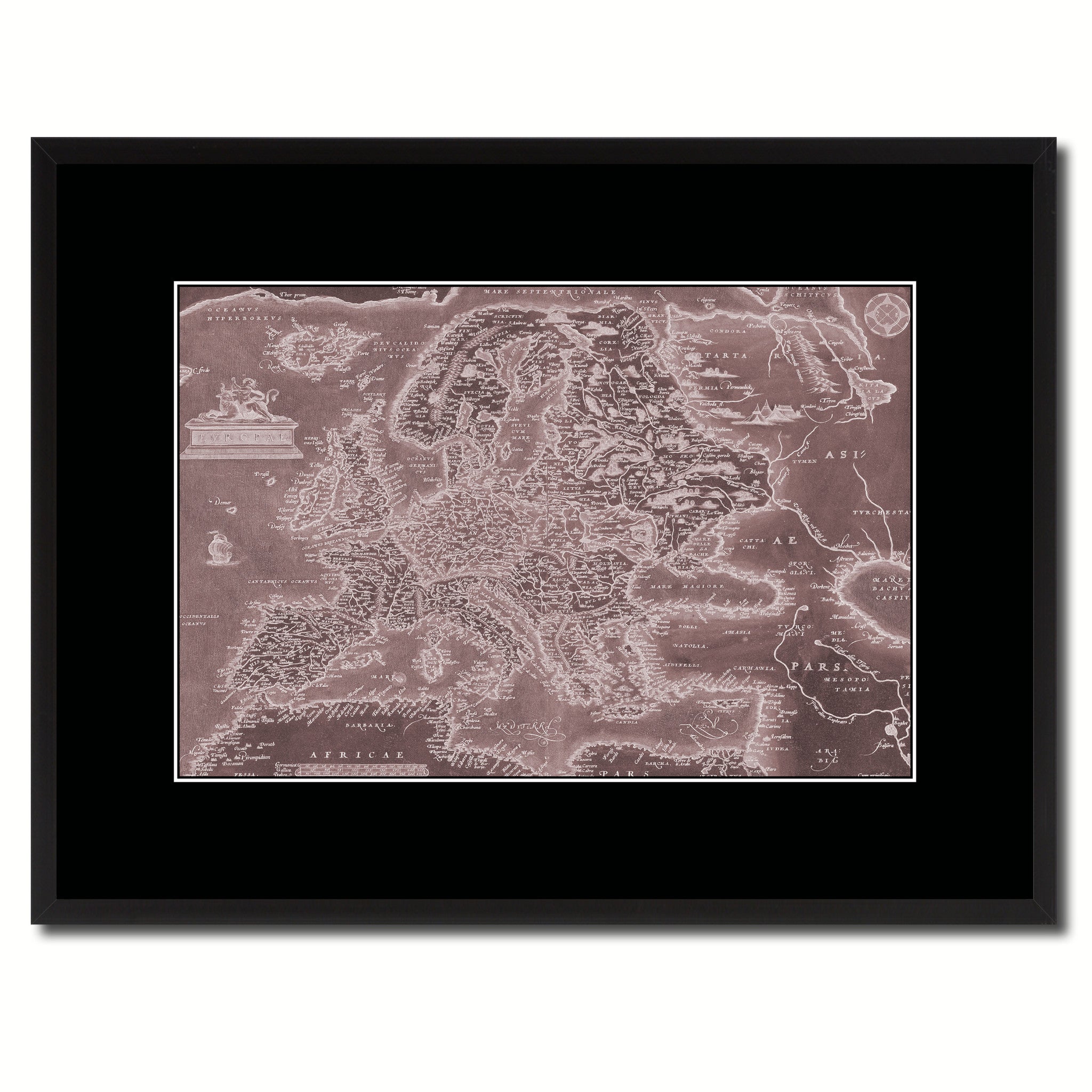 Europe Vintage Vivid Sepia Map Canvas Print, Picture Frames Home Decor Wall Art Decoration Gifts