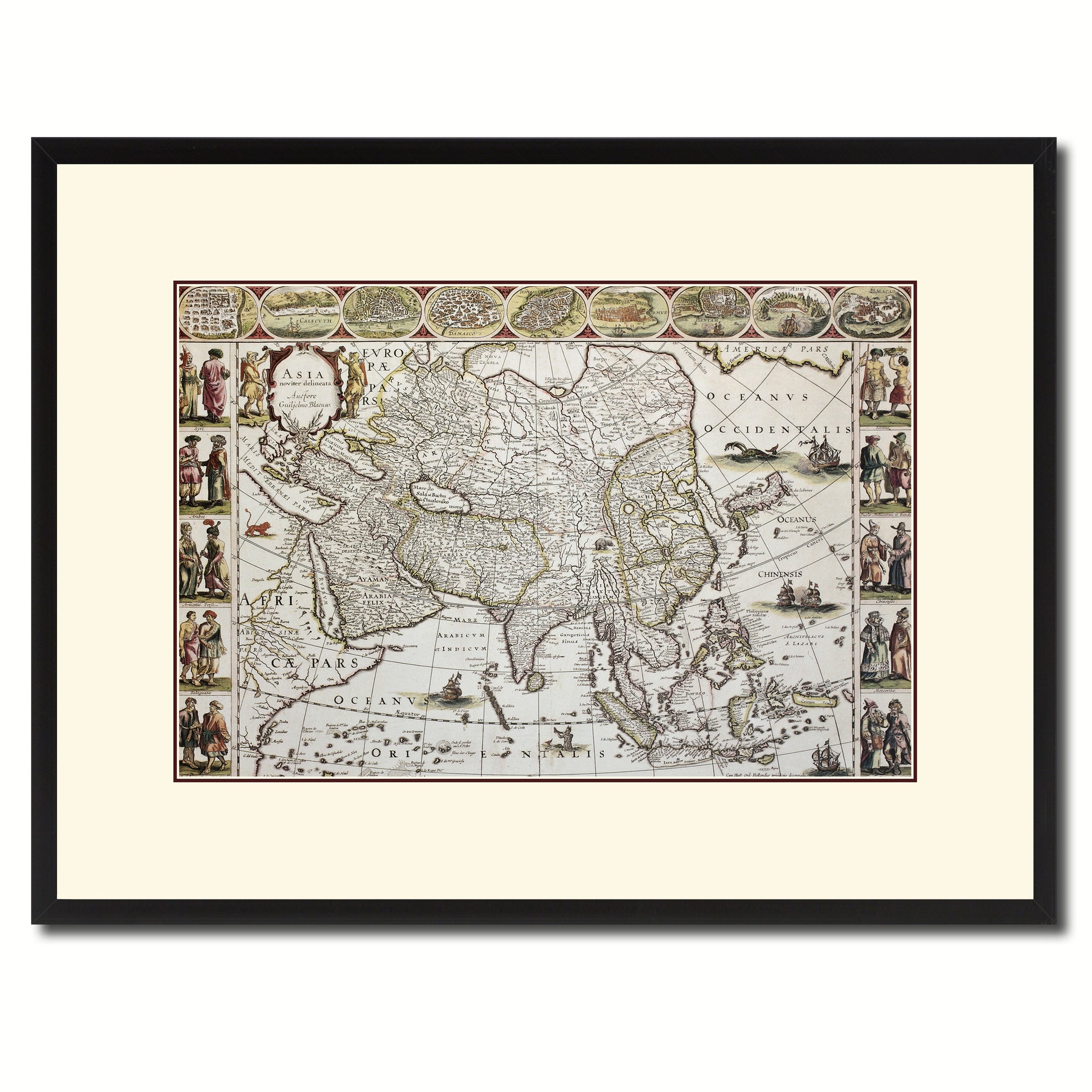 Asia Vintage Antique Map Wall Art Home Decor Gift Ideas Canvas Print Custom Picture Frame