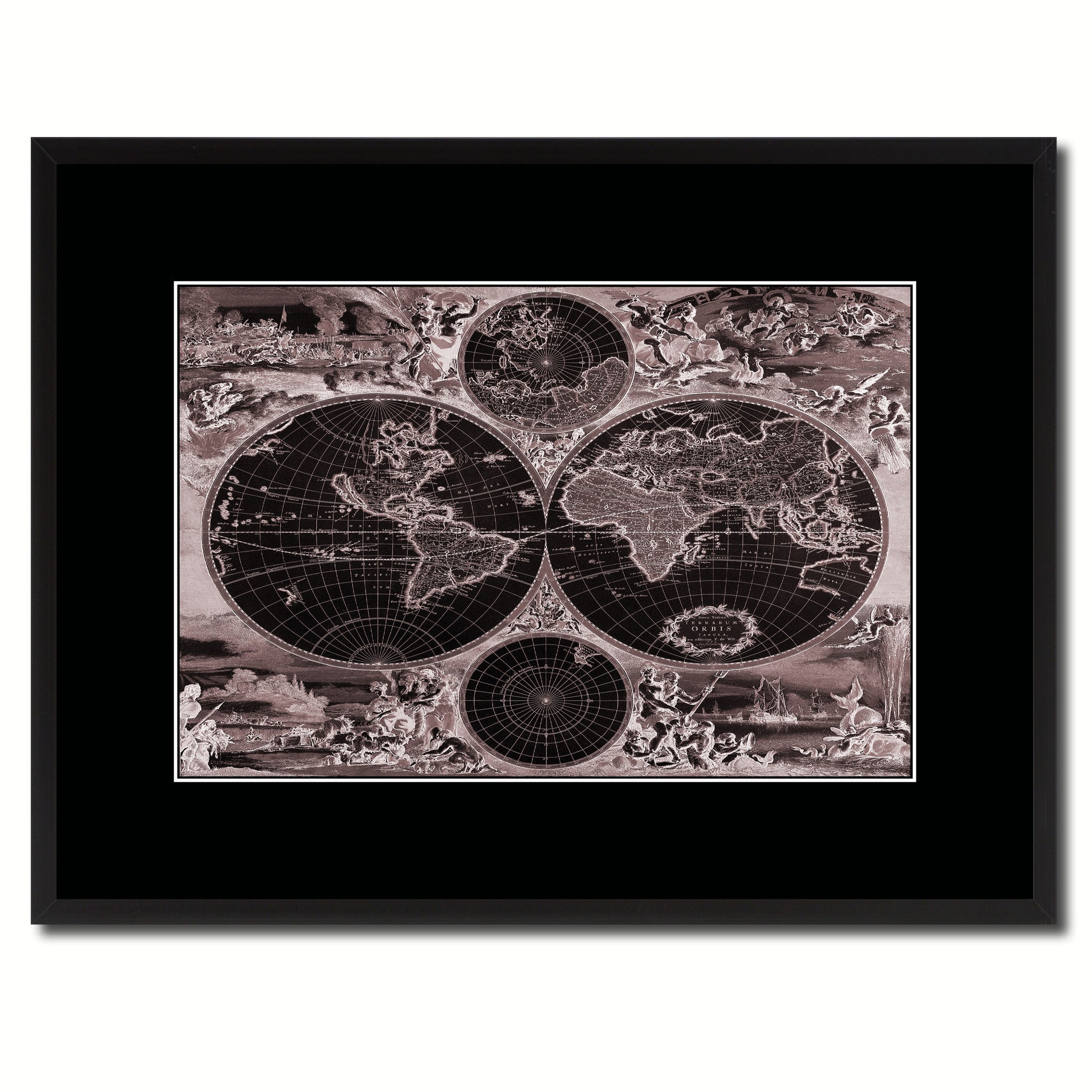 Frederick Ee Wit Vintage Vivid Sepia Map Canvas Print, Picture Frames Home Decor Wall Art Decoration Gifts