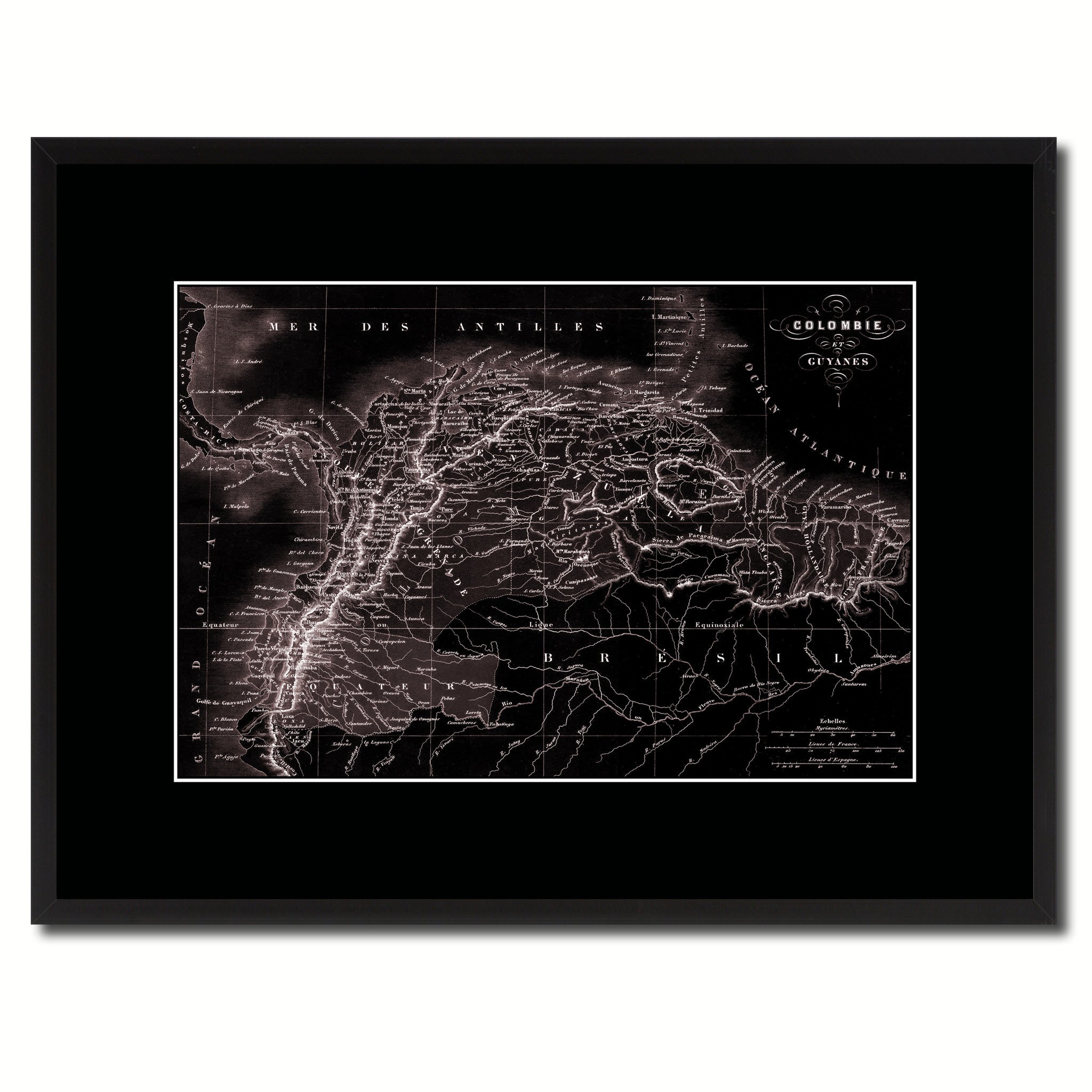Columbia Venezuela Guianna Vintage Vivid Sepia Map Canvas Print, Picture Frames Home Decor Wall Art Decoration Gifts