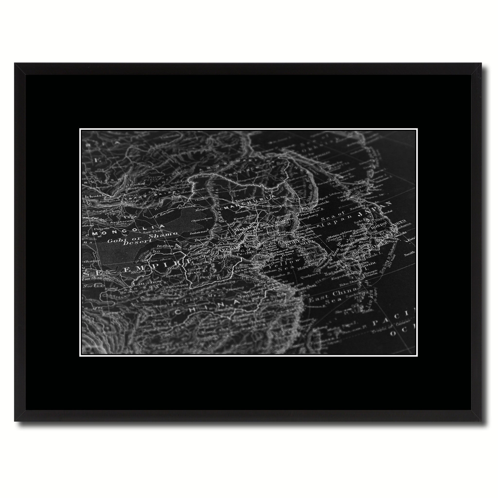 Europe Asia Vintage Monochrome Map Canvas Print, Gifts Picture Frames Home Decor Wall Art