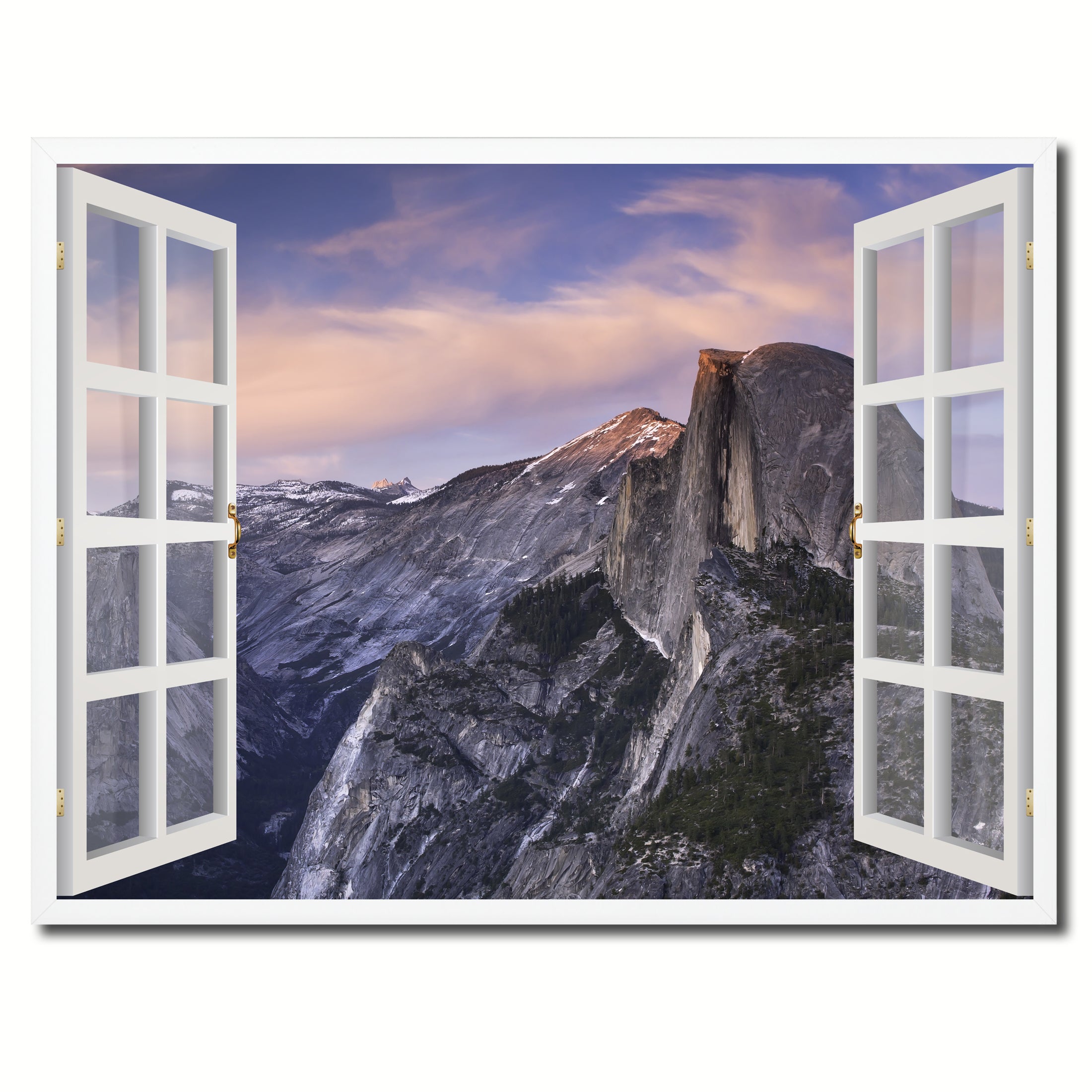 Half Dome Yosemite National Park Picture French Window Framed Canvas Print Home Decor Wall Art Collection