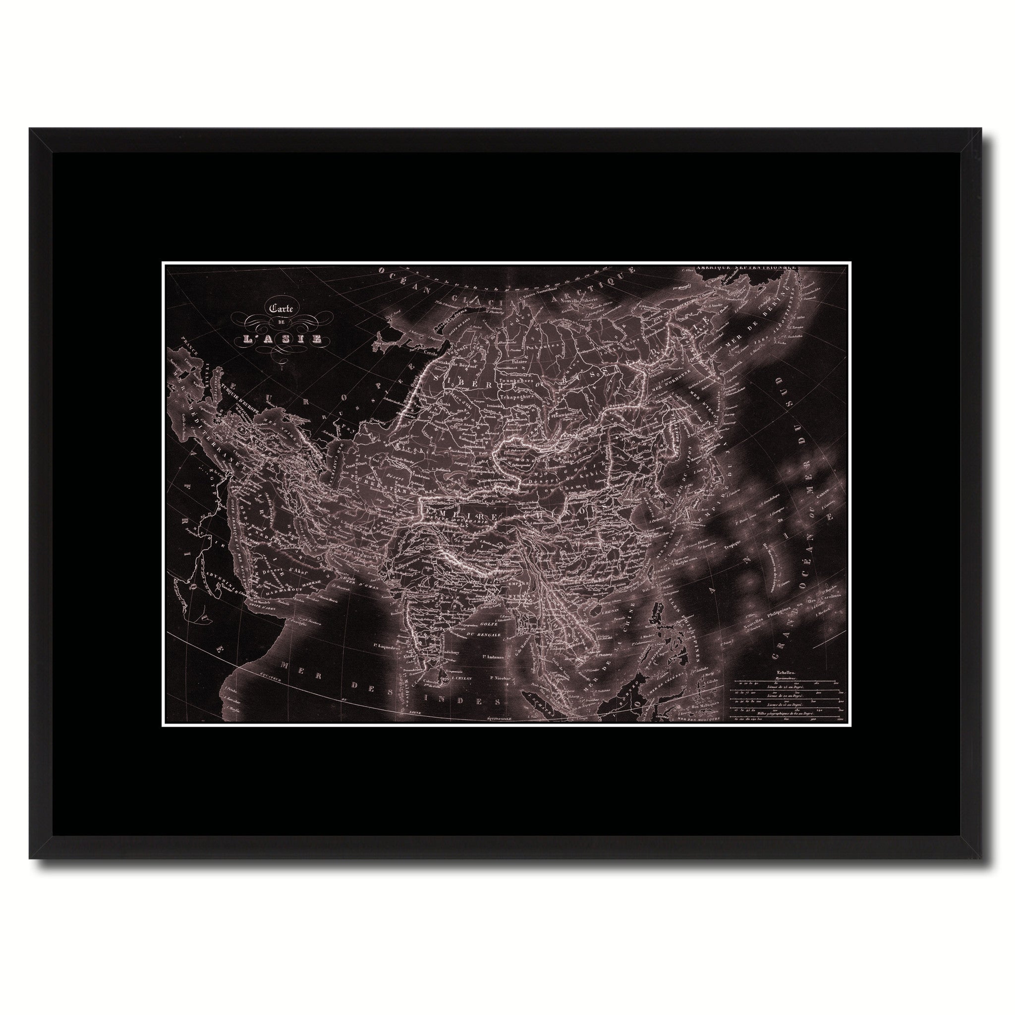 Asia Vintage Vivid Sepia Map Canvas Print, Picture Frames Home Decor Wall Art Decoration Gifts