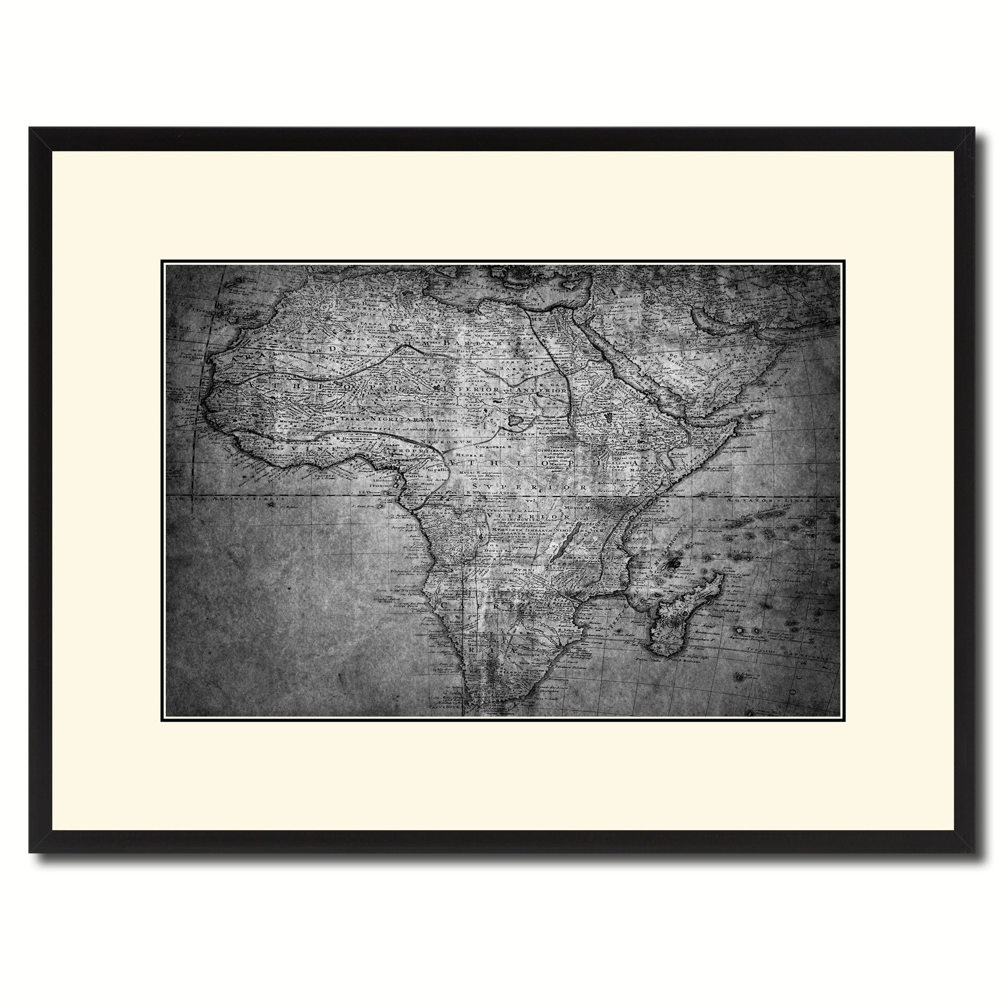 Africa Mapmaker Vintage B&W Map Canvas Print, Picture Frame Home Decor Wall Art Gift Ideas