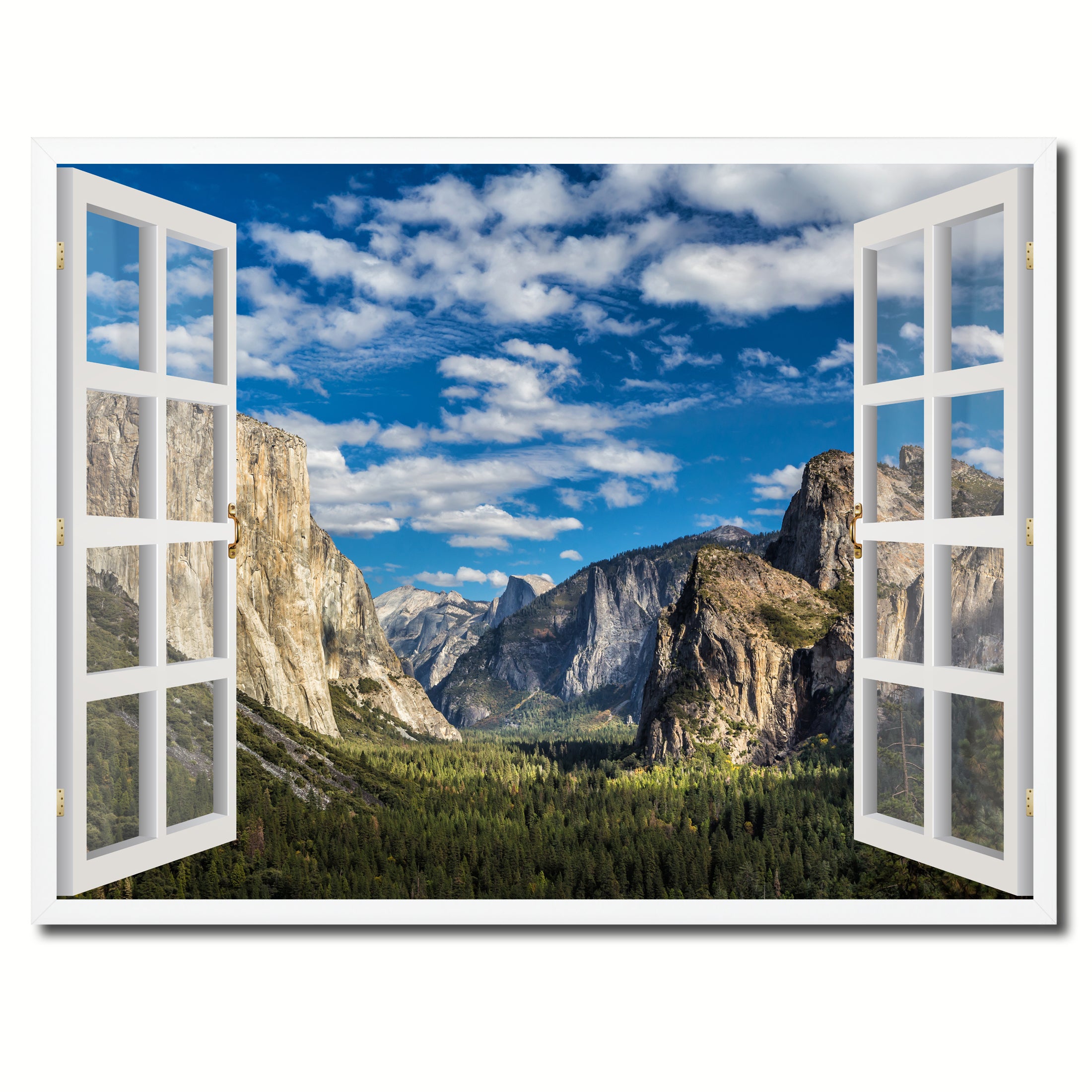 Tunnel View Yosemite National Park California Picture French Window Framed Canvas Print Home Decor Wall Art Collection