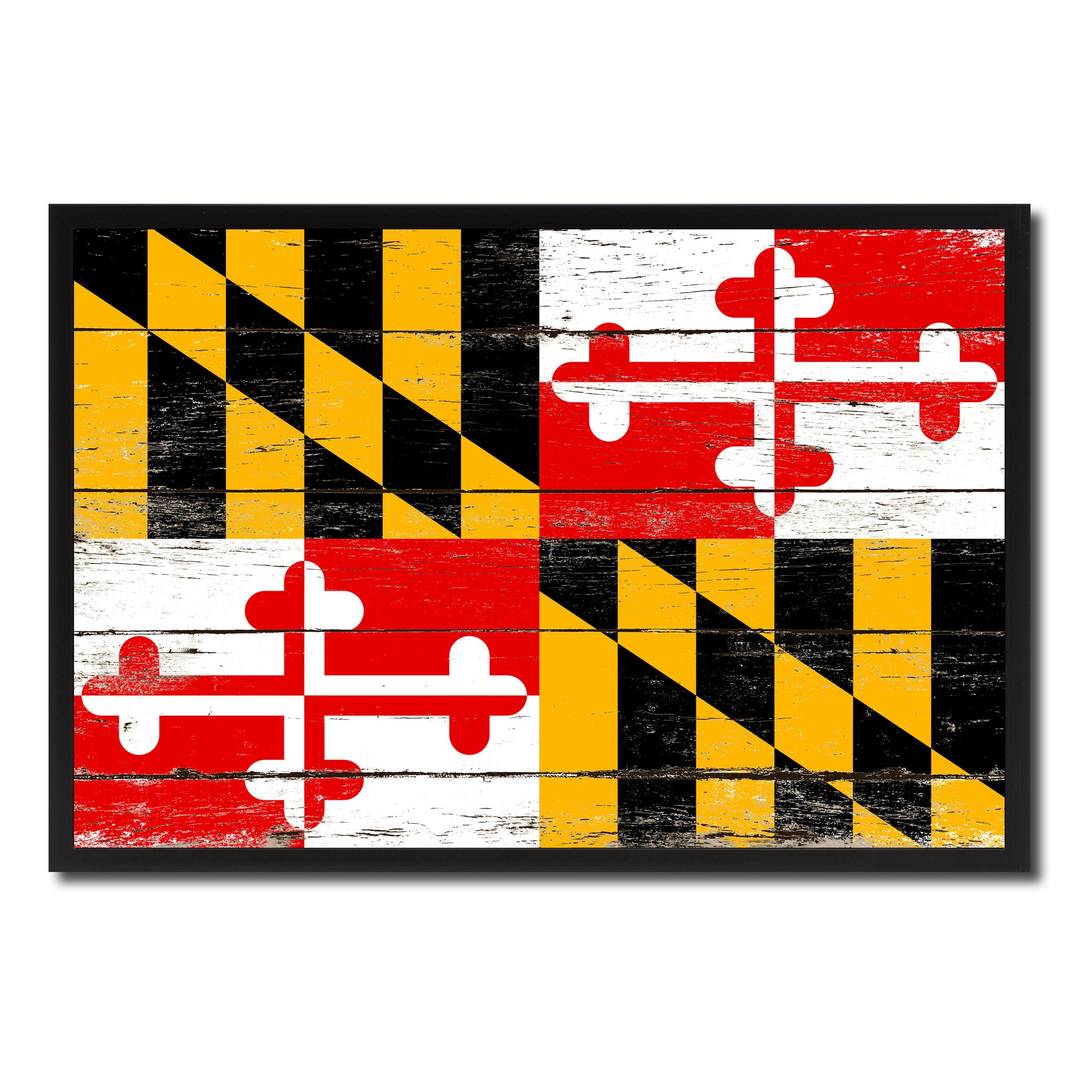 Maryland State Flag Vintage Canvas Print with Black Picture Frame Home DecorWall Art Collectible Decoration Artwork Gifts