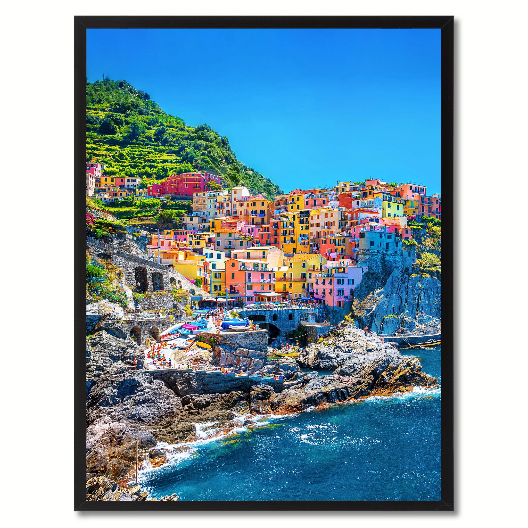 Cinque Terre Mediterranean Sea Italy Landscape Photo Canvas Print Pictures Frames Home Décor Wall Art Gifts