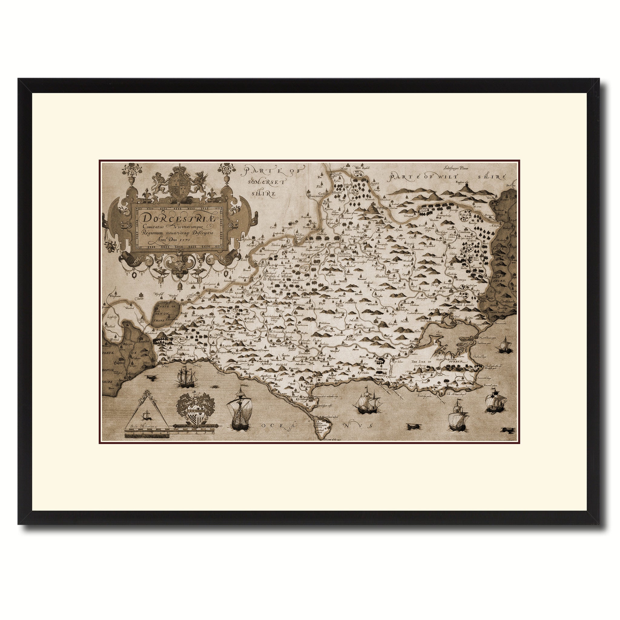 Atlas Of England & Wales Vintage Sepia Map Canvas Print, Picture Frame Gifts Home Decor Wall Art Decoration