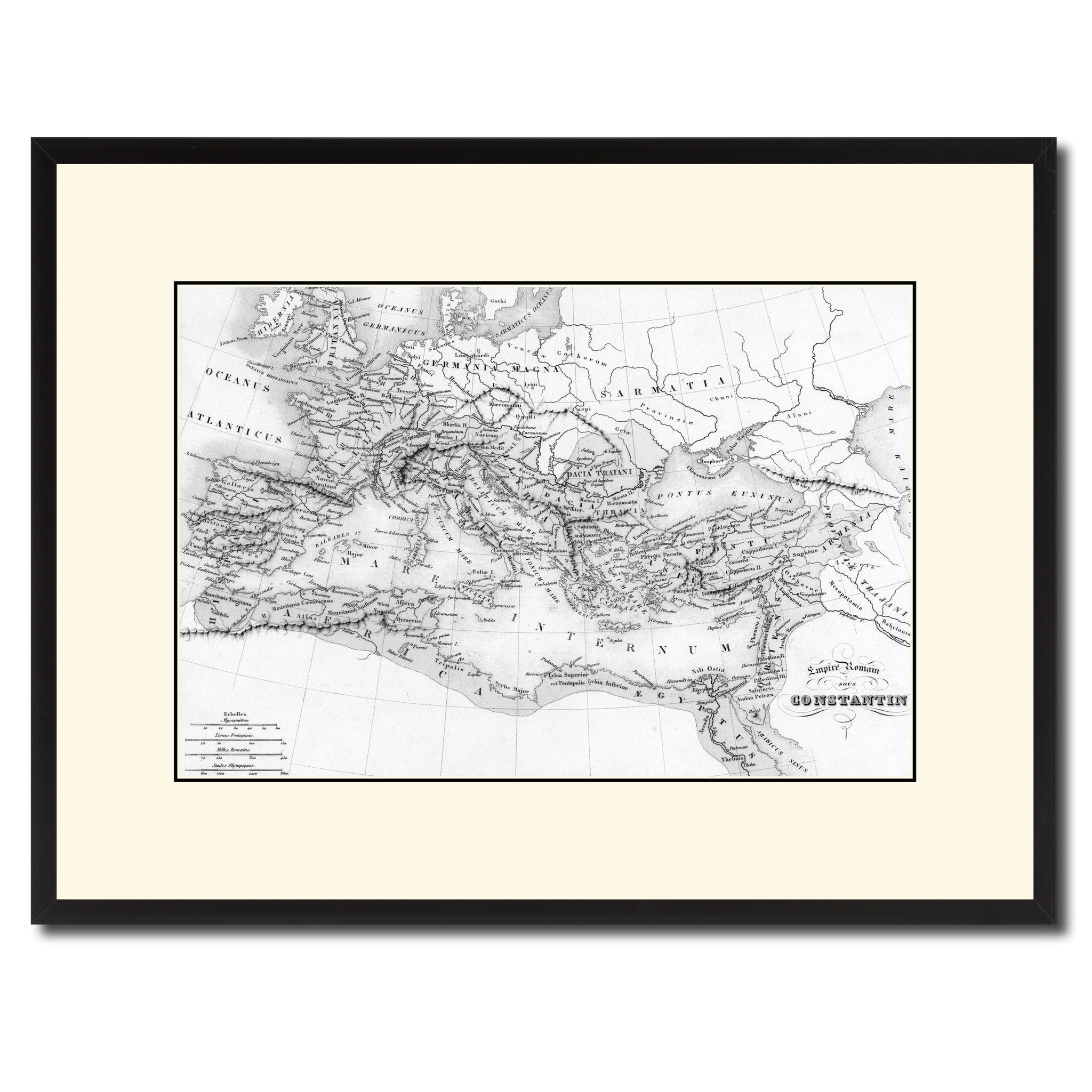 Constantine Empire Vintage B&W Map Canvas Print, Picture Frame Home Decor Wall Art Gift Ideas