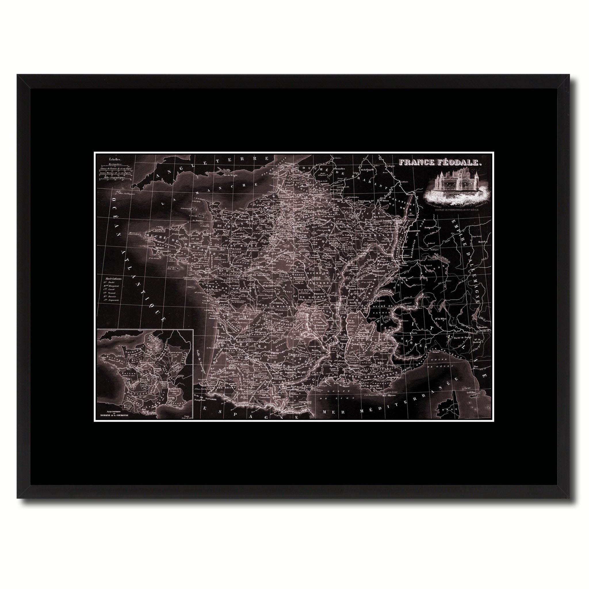 Mideavel France Crusades Vintage Vivid Sepia Map Canvas Print, Picture Frames Home Decor Wall Art Decoration Gifts