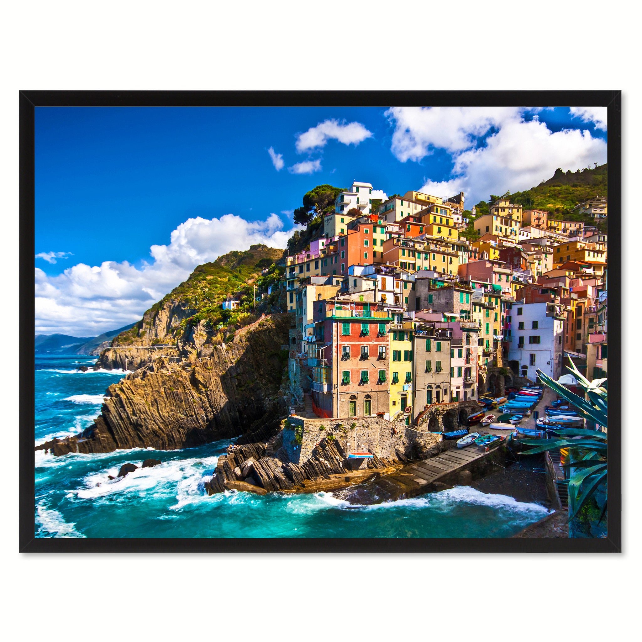 Riomaggiore Fisherman Village Landscape Photo Canvas Print Pictures Frames Home Décor Wall Art Gifts
