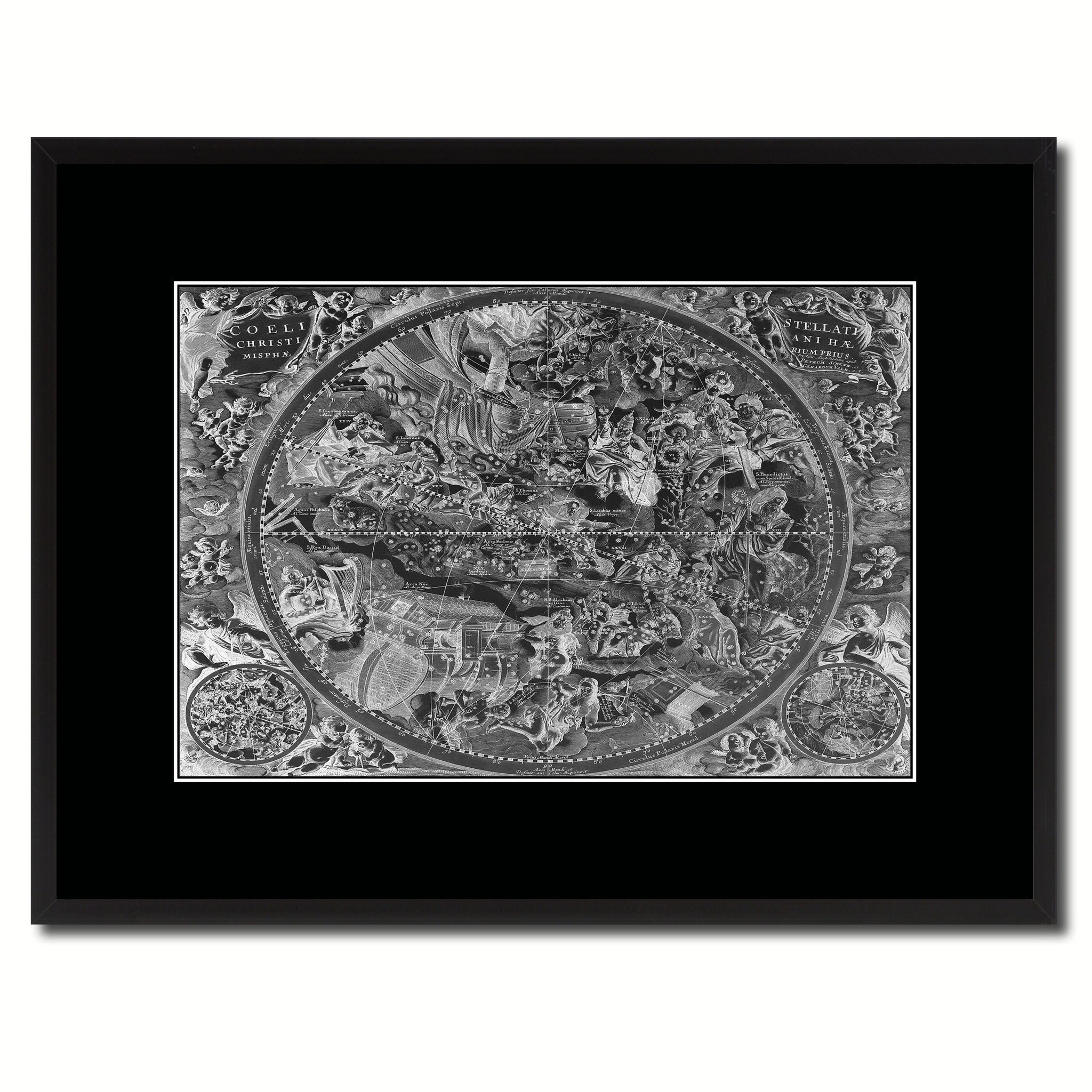 Christian Celestial Hemisphere Vintage Monochrome Map Canvas Print, Gifts Picture Frames Home Decor Wall Art