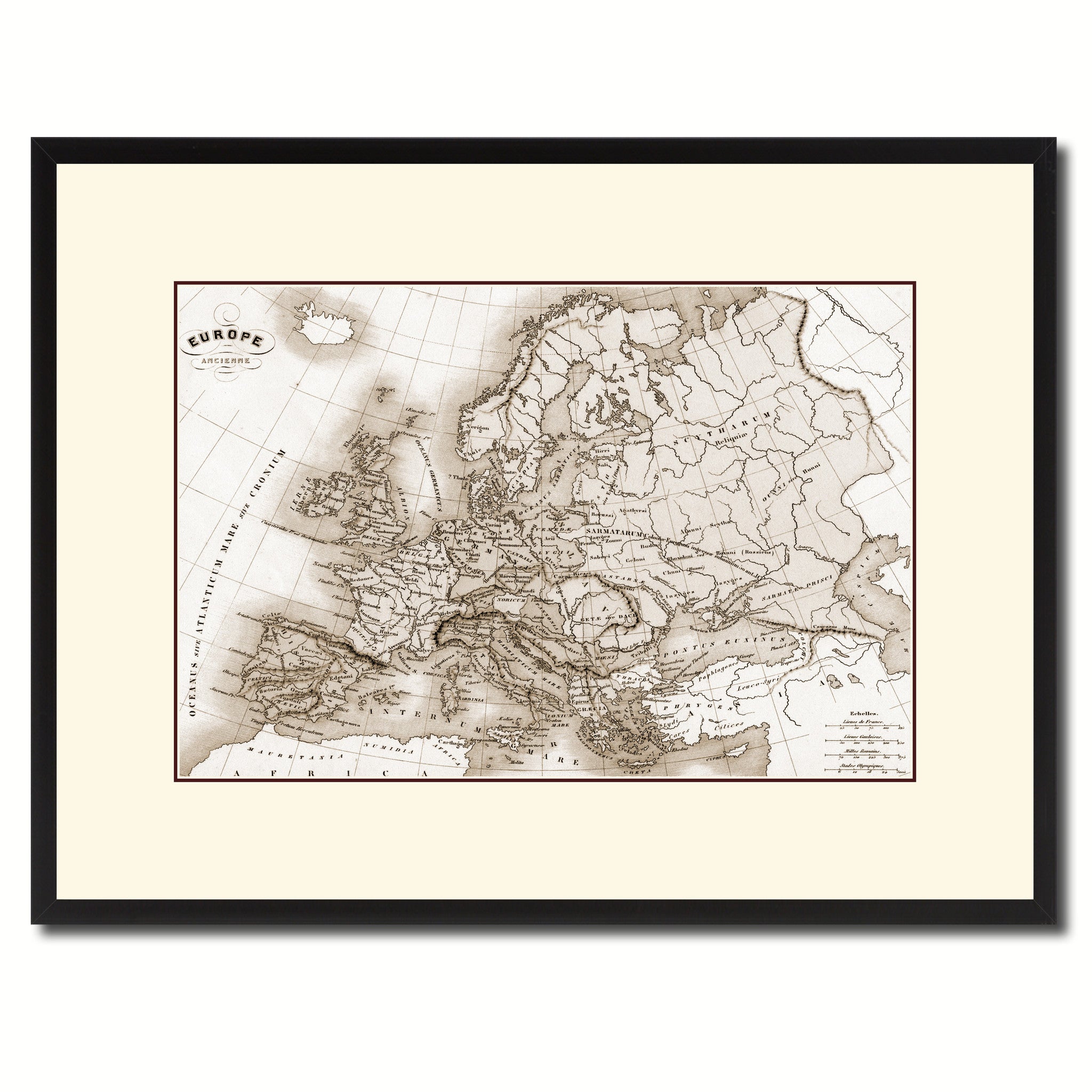 Ancient Europe Vintage Sepia Map Canvas Print, Picture Frame Gifts Home Decor Wall Art Decoration