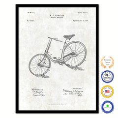 1890 Safety Bicycle Old Patent Art Print on Canvas Custom Framed Vintage Home Decor Wall Decoration Great for Gifts