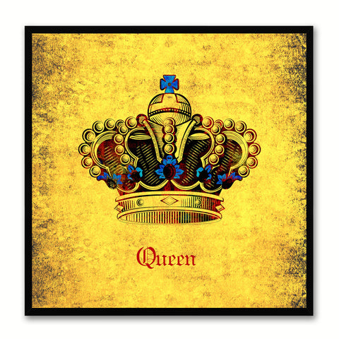 Queen Yellow Canvas Print Black Frame Kids Bedroom Wall Home Décor