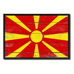 Macedonia Country National Flag Vintage Canvas Print with Picture Frame Home Decor Wall Art Collection Gift Ideas