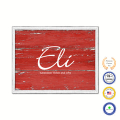 Eli Name Plate White Wash Wood Frame Canvas Print Boutique Cottage Decor Shabby Chic