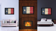Texas Dodson Historical Flag Texture Canvas Print with Black Picture Frame Gift Ideas Home Decor Wall Art
